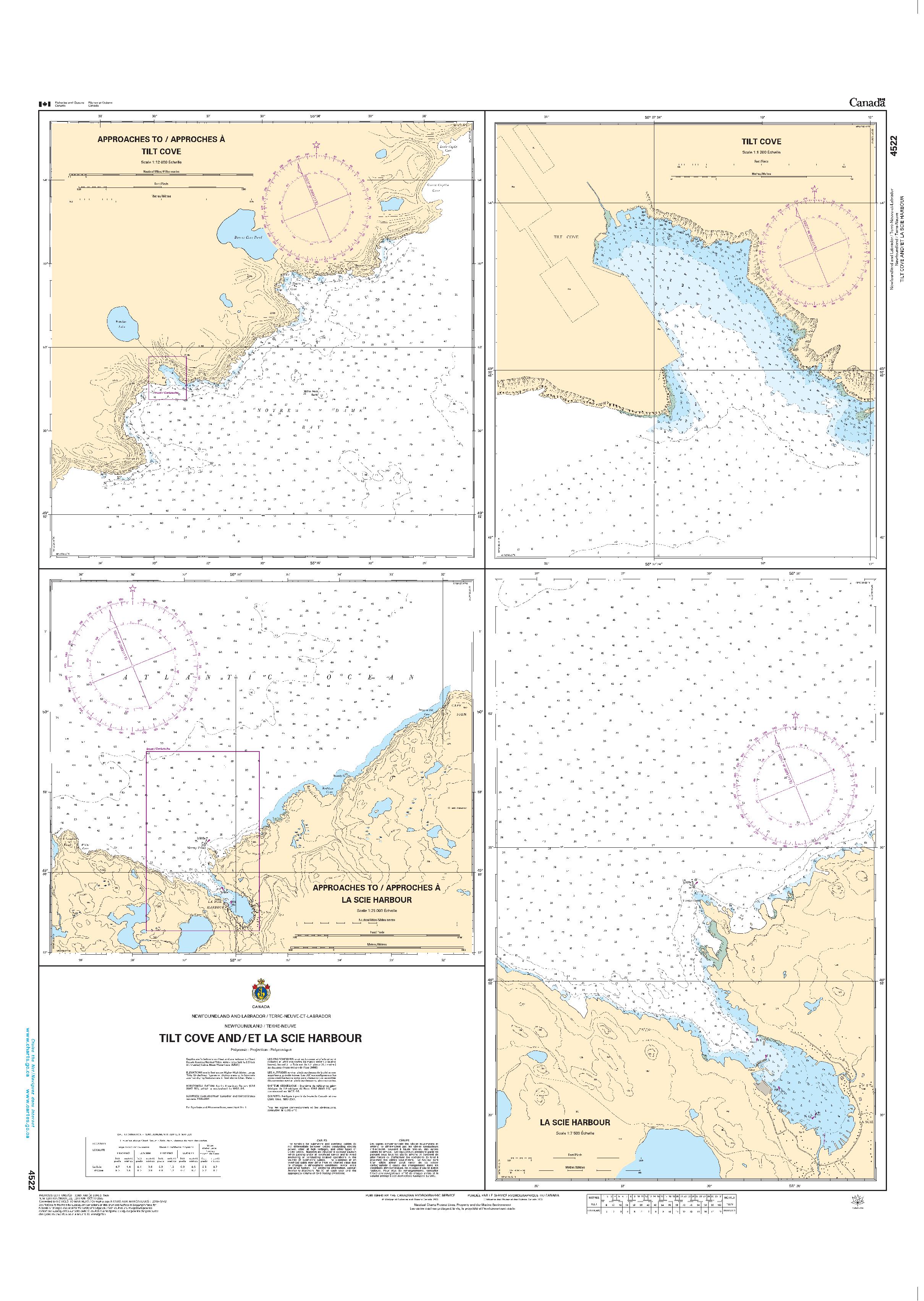 Tilt Cove and / et La Scie Harbour | CHS Chart 4522