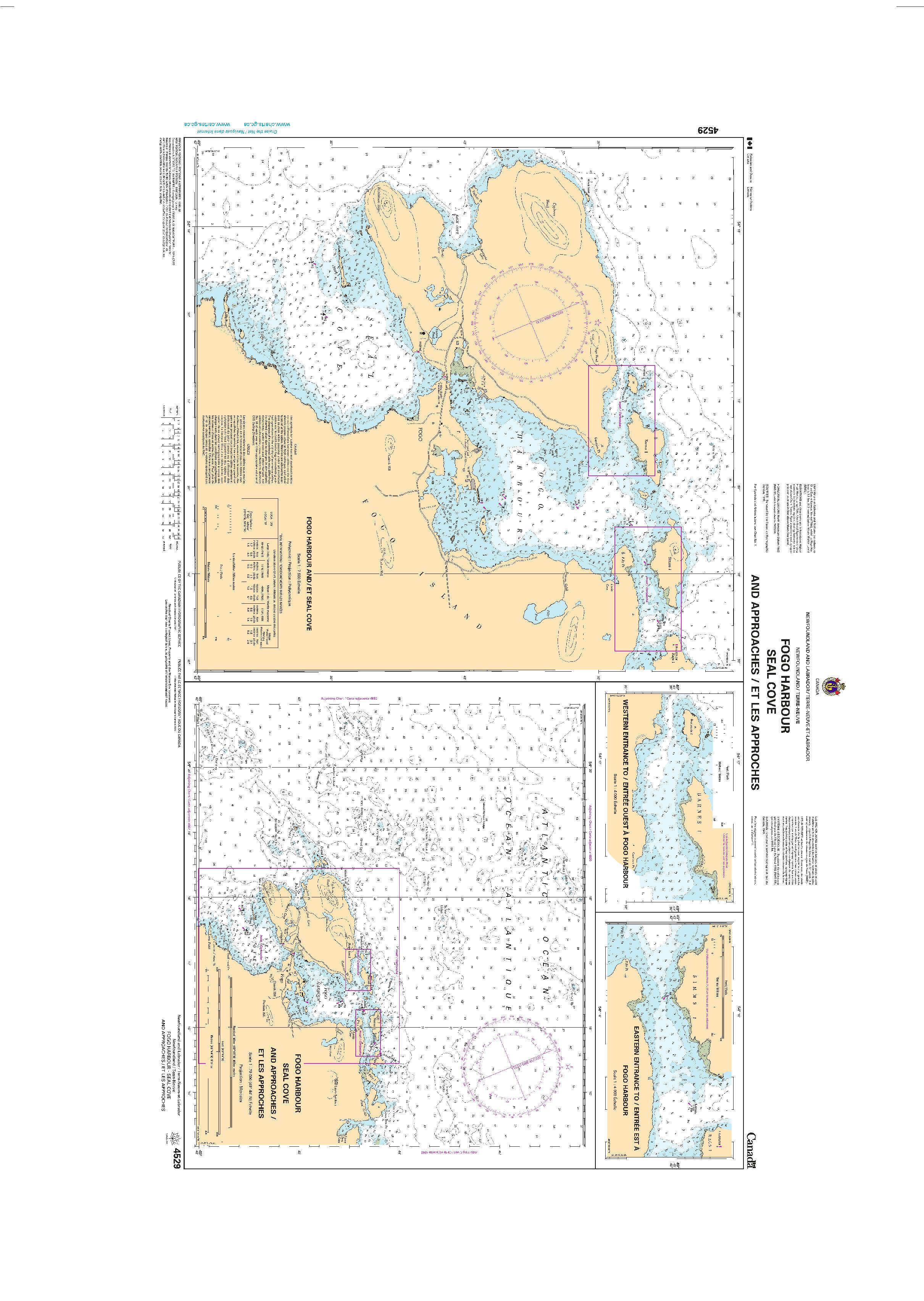 Fogo Harbour / Seal Cove and Approaches / et les approches | CHS Chart 4529