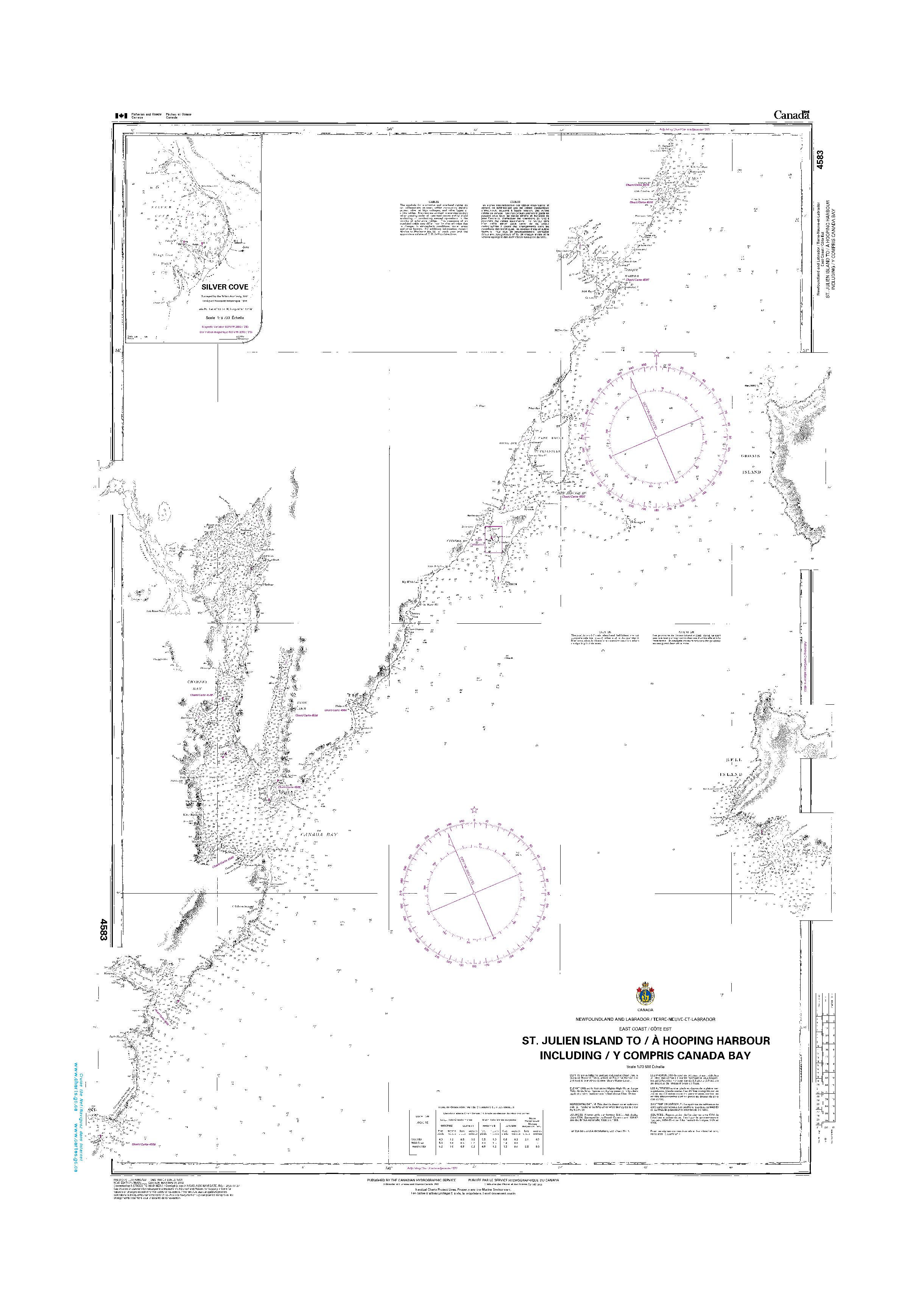 St. Julien Island to / à Hooping Harbour including / y compris Canada Bay | CHS Chart 4583