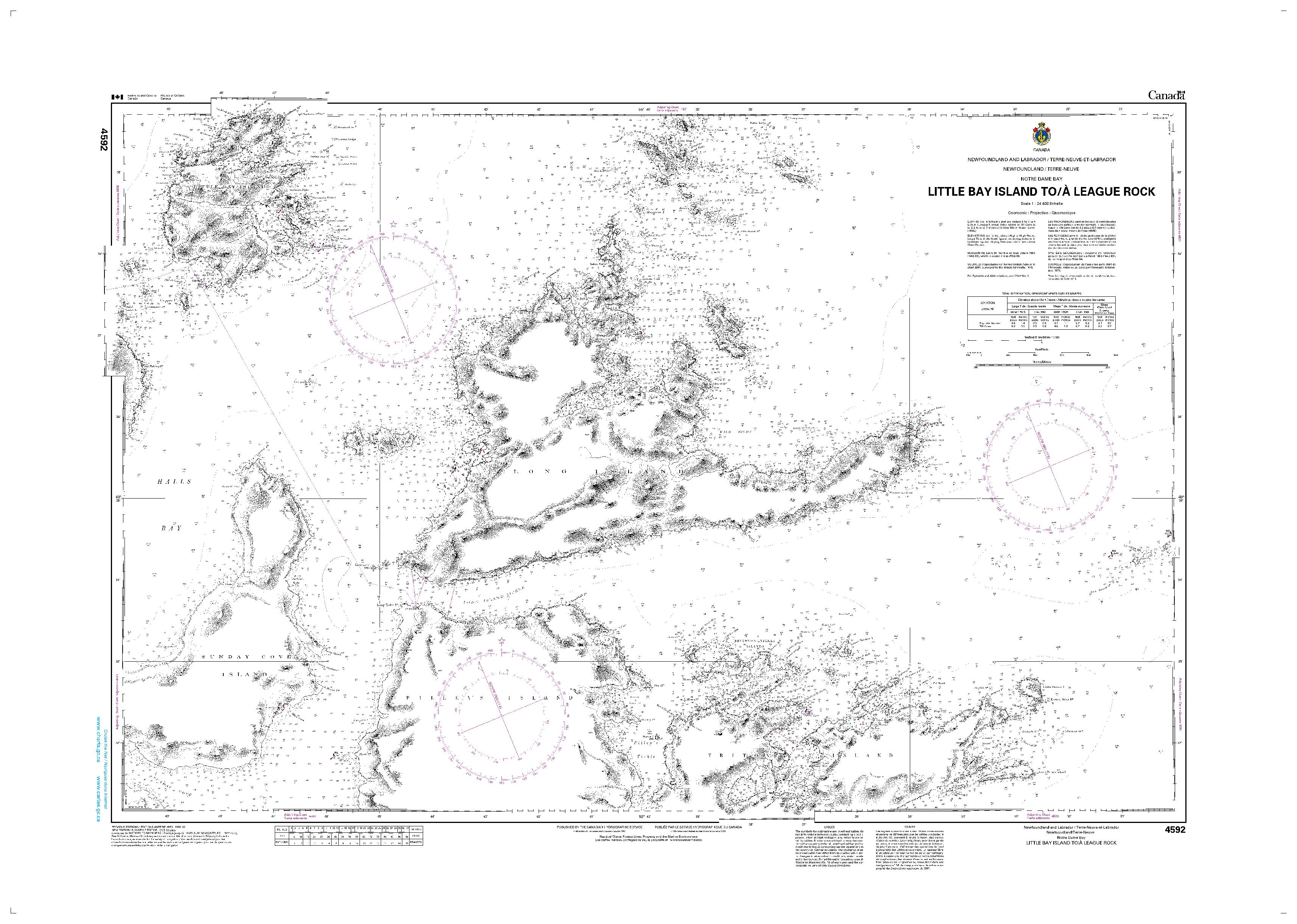 Little Bay Island to/à League Rock | Carte SHC 4592