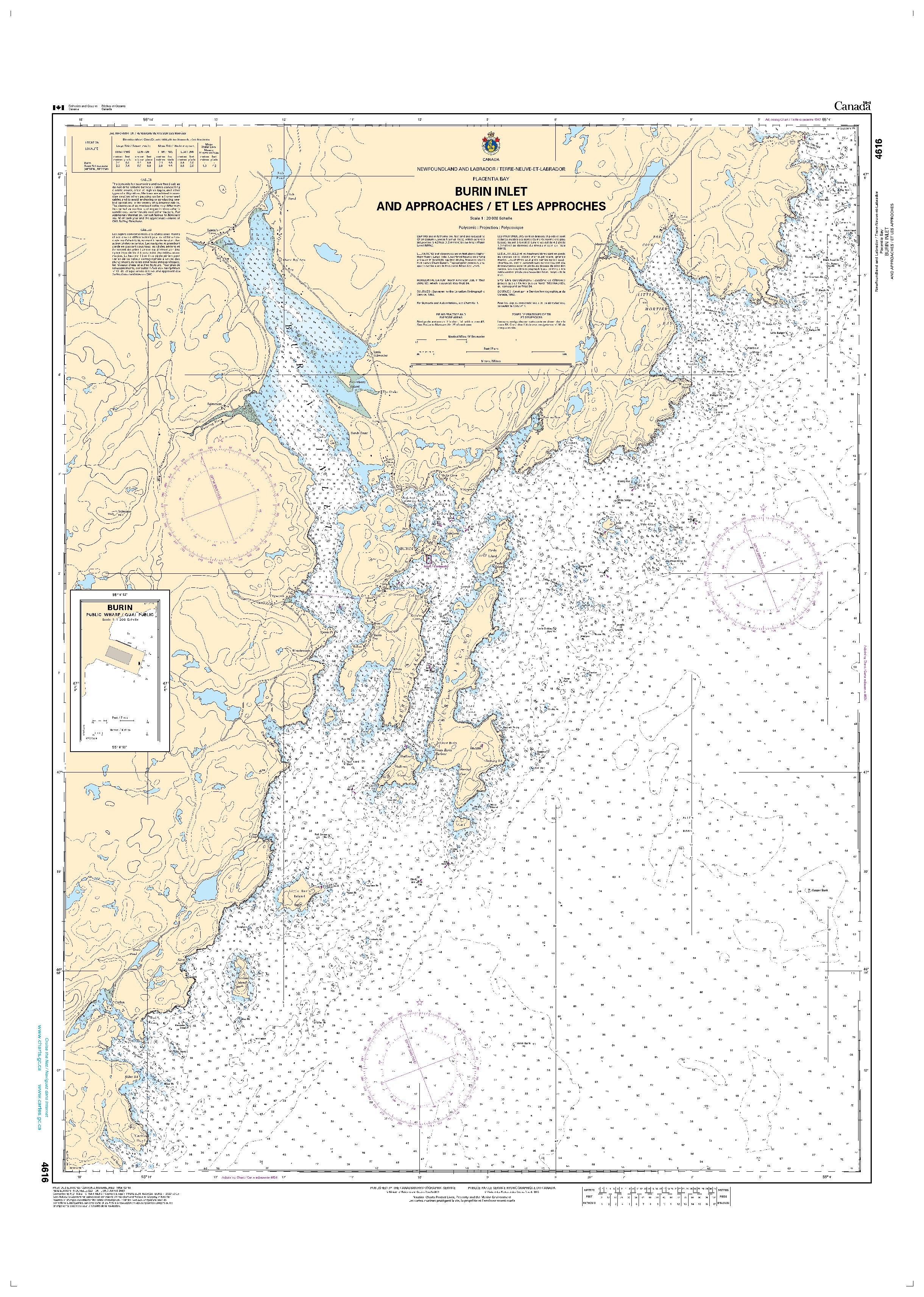 Burin Harbours and Approches / et les approches | Carte SHC 4616