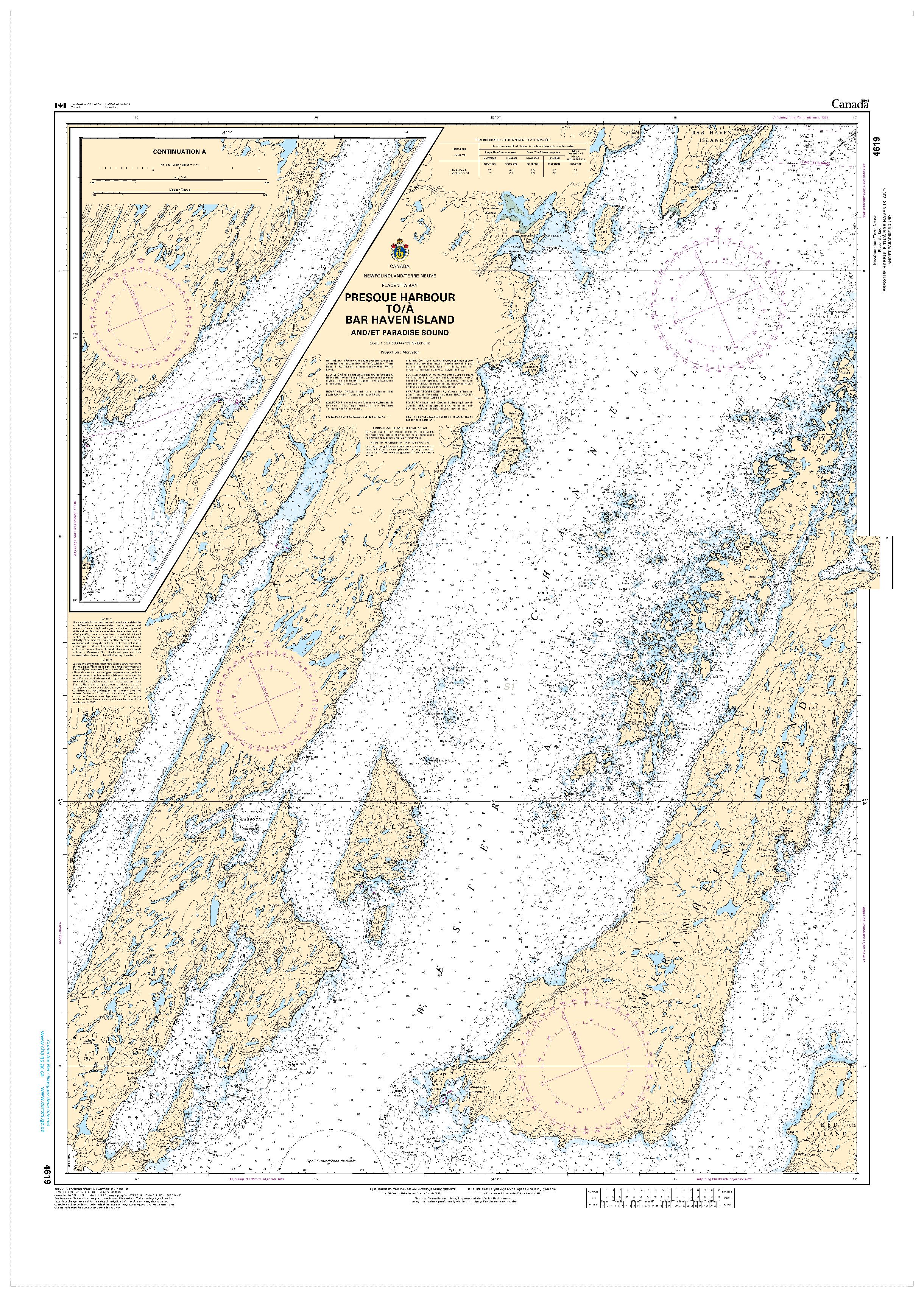 Presque Harbour to/à Bar Haven Island and/et Paradise Sound | Carte SHC 4619