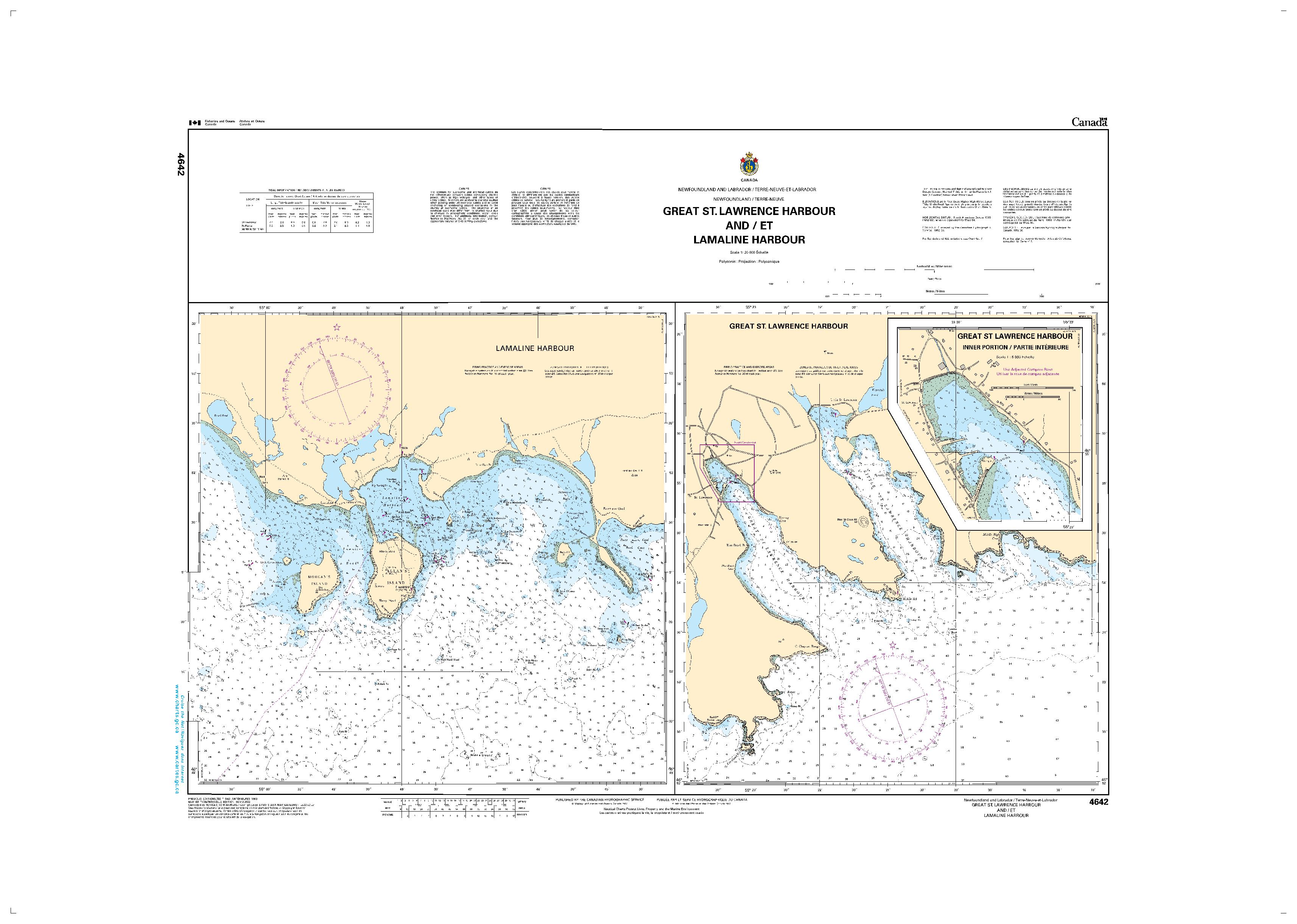 Great St. Lawrence Harbour and / et Lamaline Harbour | CHS Chart 4642