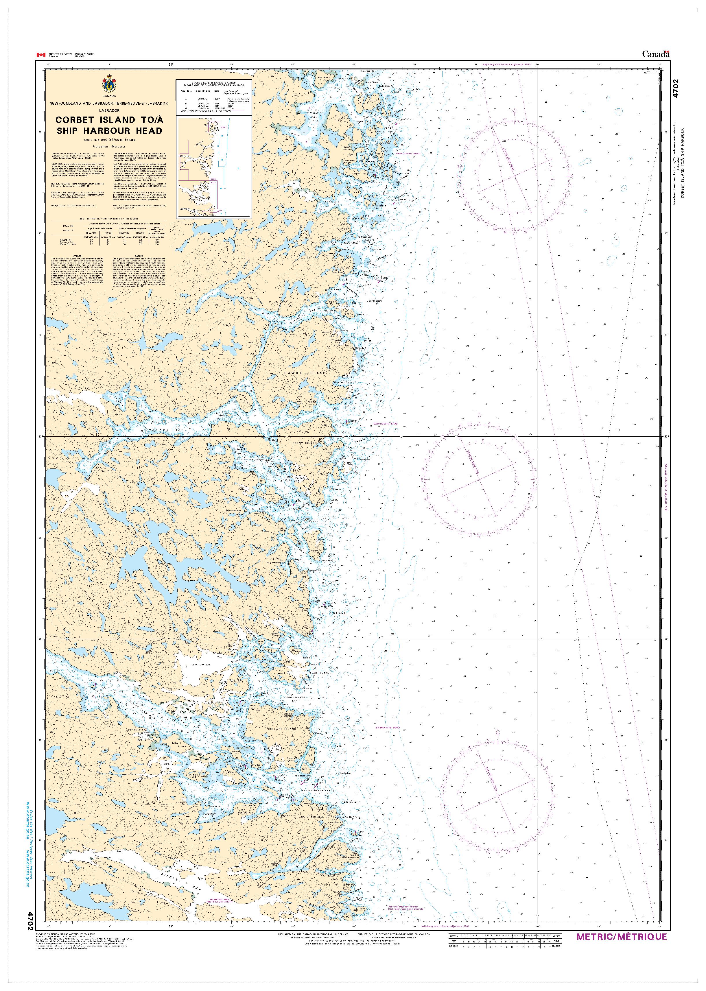 Corbett Island to / à Ship Harbour Head | CHS Chart 4702