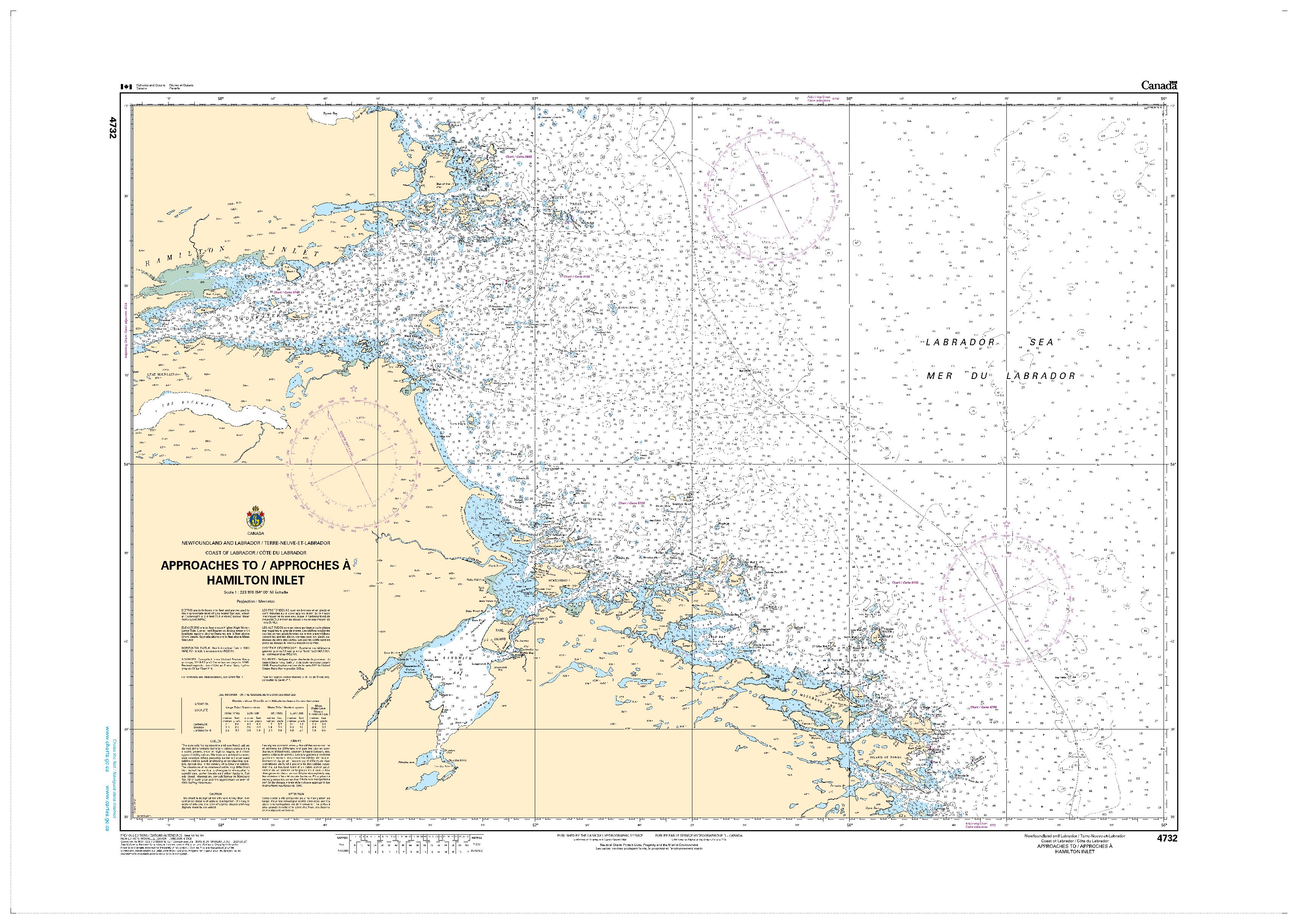 Approaches to/Approches à Hamilton Inlet | Carte SHC 4732