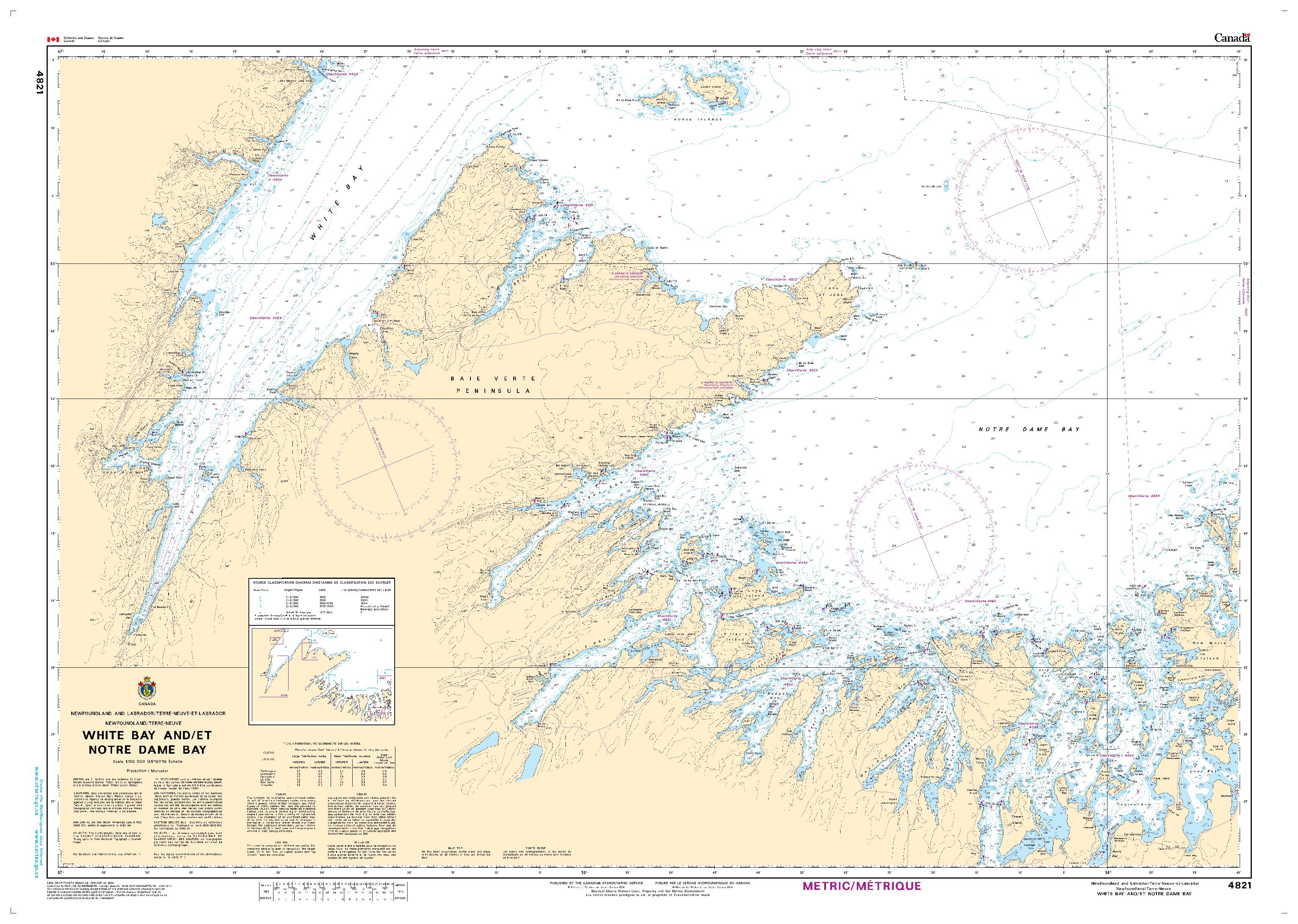 White Bay and / et Notre Dame Bay | CHS Chart 4821