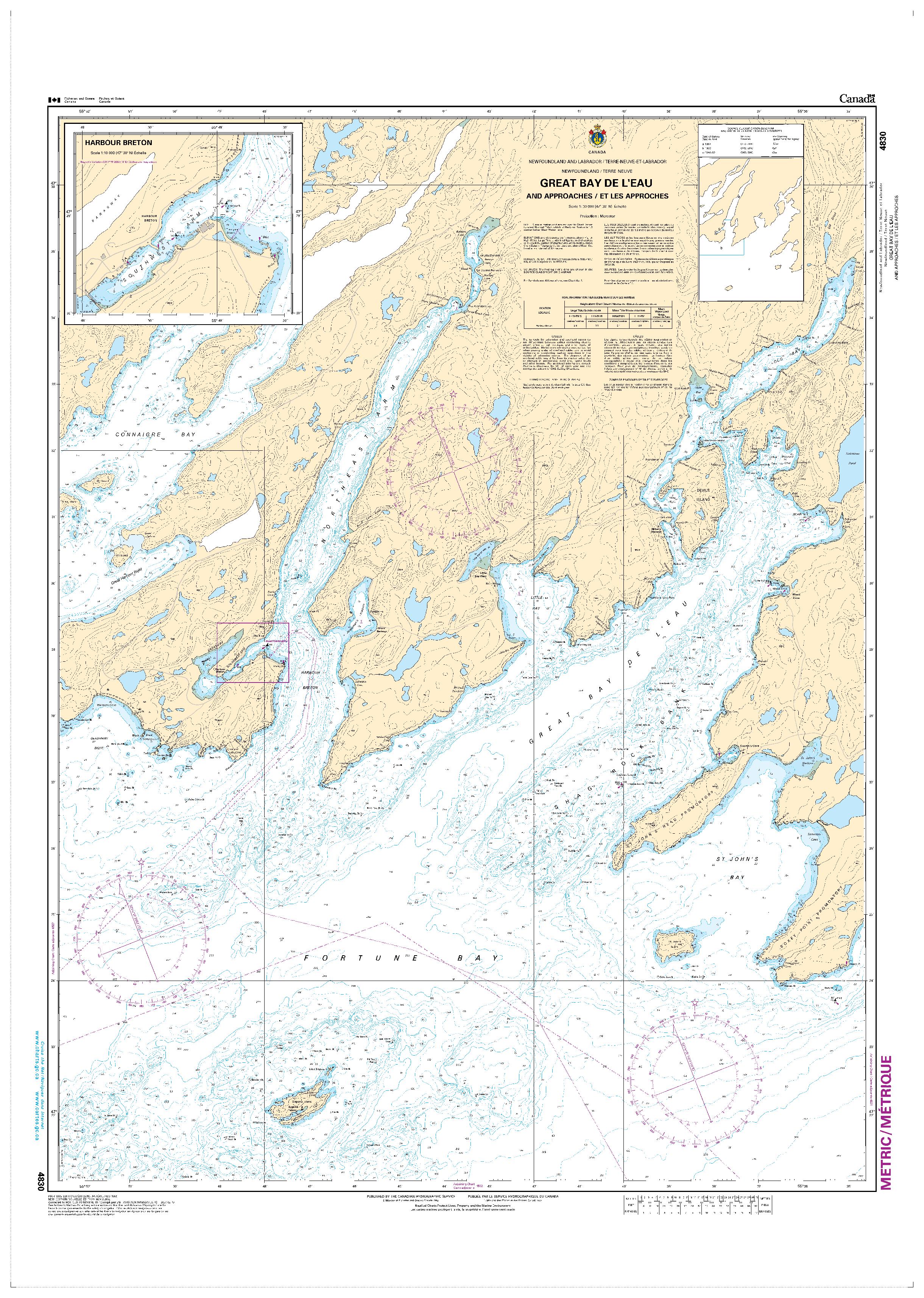 Great Bay de l'Eau and Approaches/et les approches | Carte SHC 4830