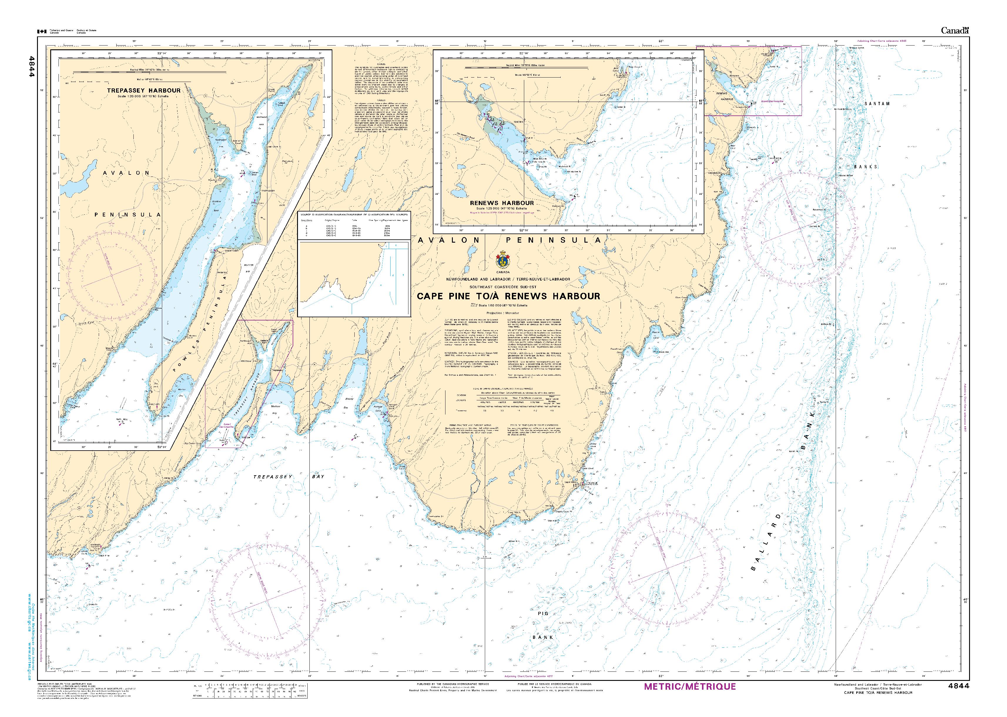 Cape Pine to / à Renews Harbour | CHS Chart 4844