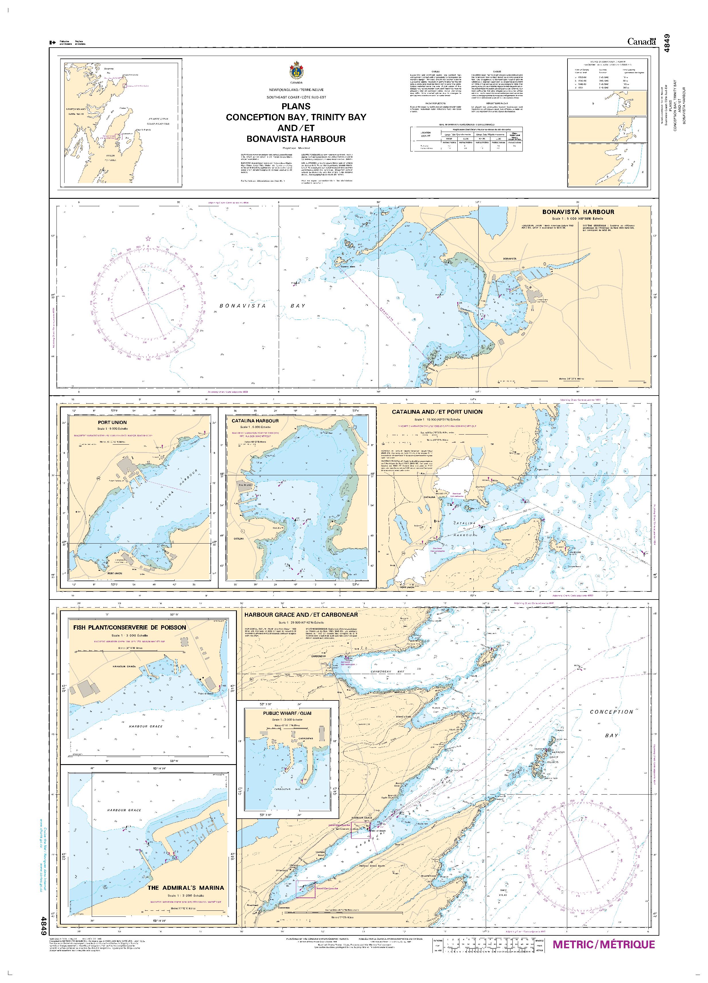 Plans, Conception Bay, Trinity Bay and/et Bonavista Harbour | Carte SHC 4849