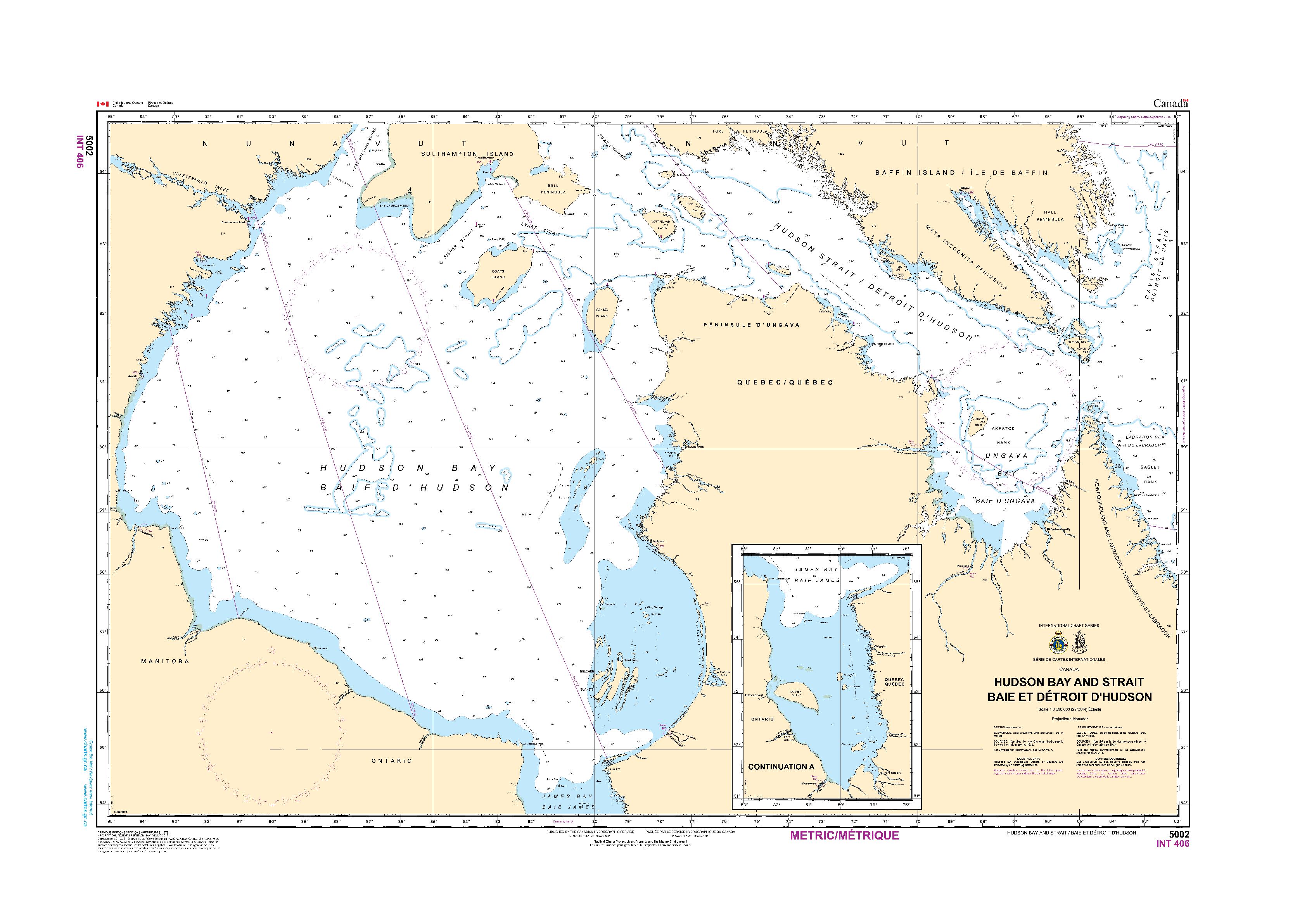 Hudson Strait and Bay/Baie et Détroit D'Hudson | CHS Chart 5002
