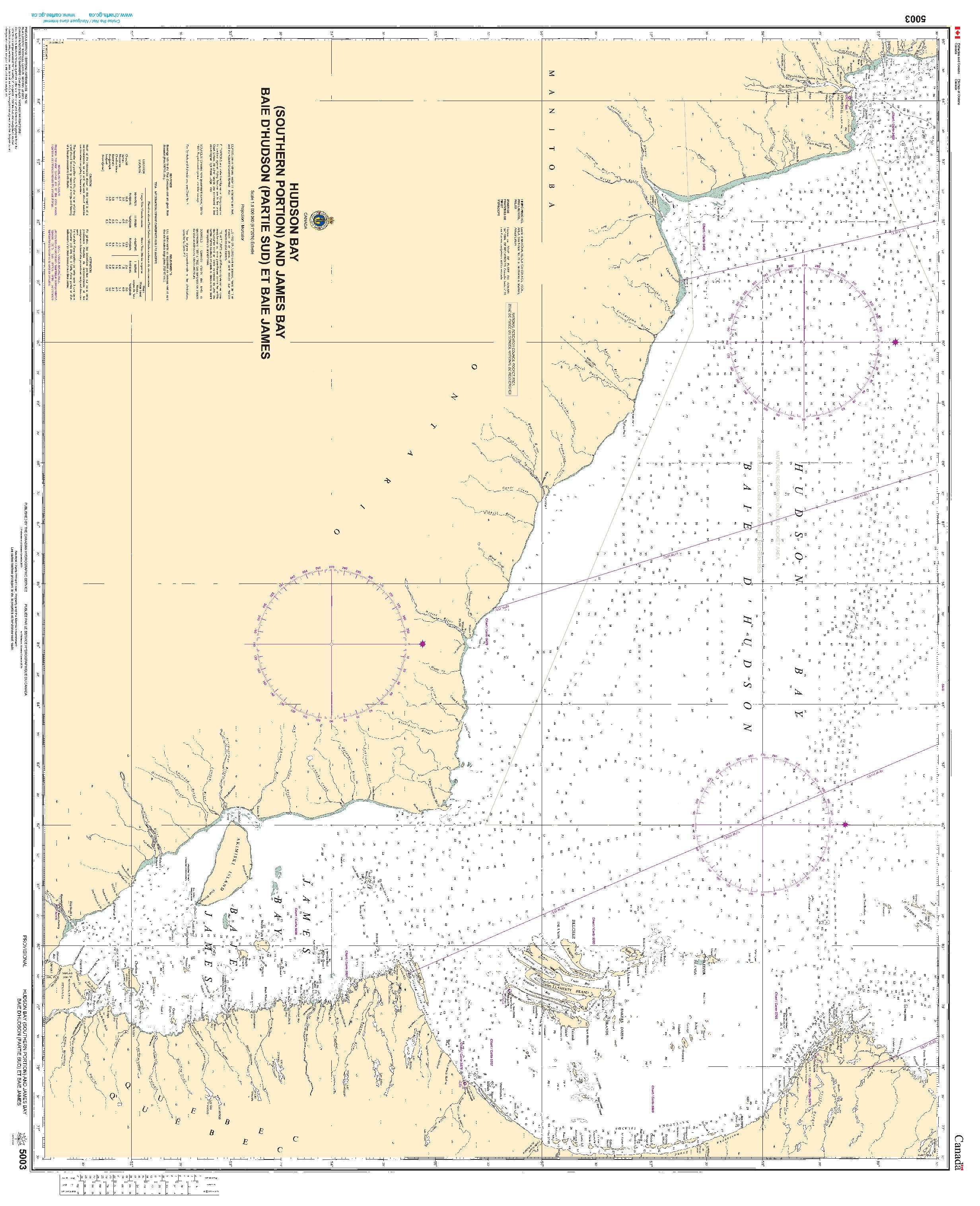 Hudson Bay (Southern Portion) and James Bay | Carte SHC 5003