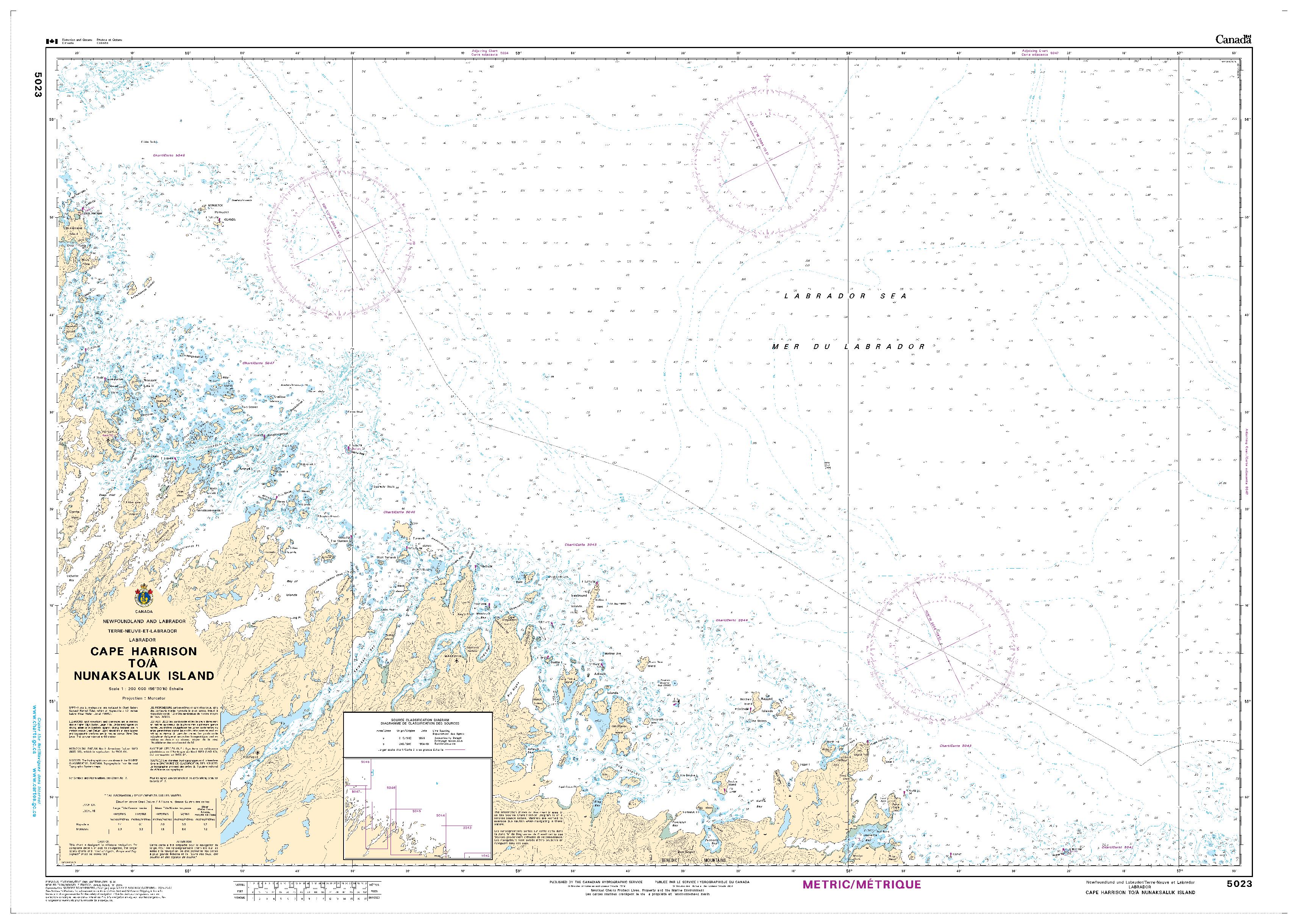 Cape Harrison to / à Nunaksaluk Island | CHS Chart 5023