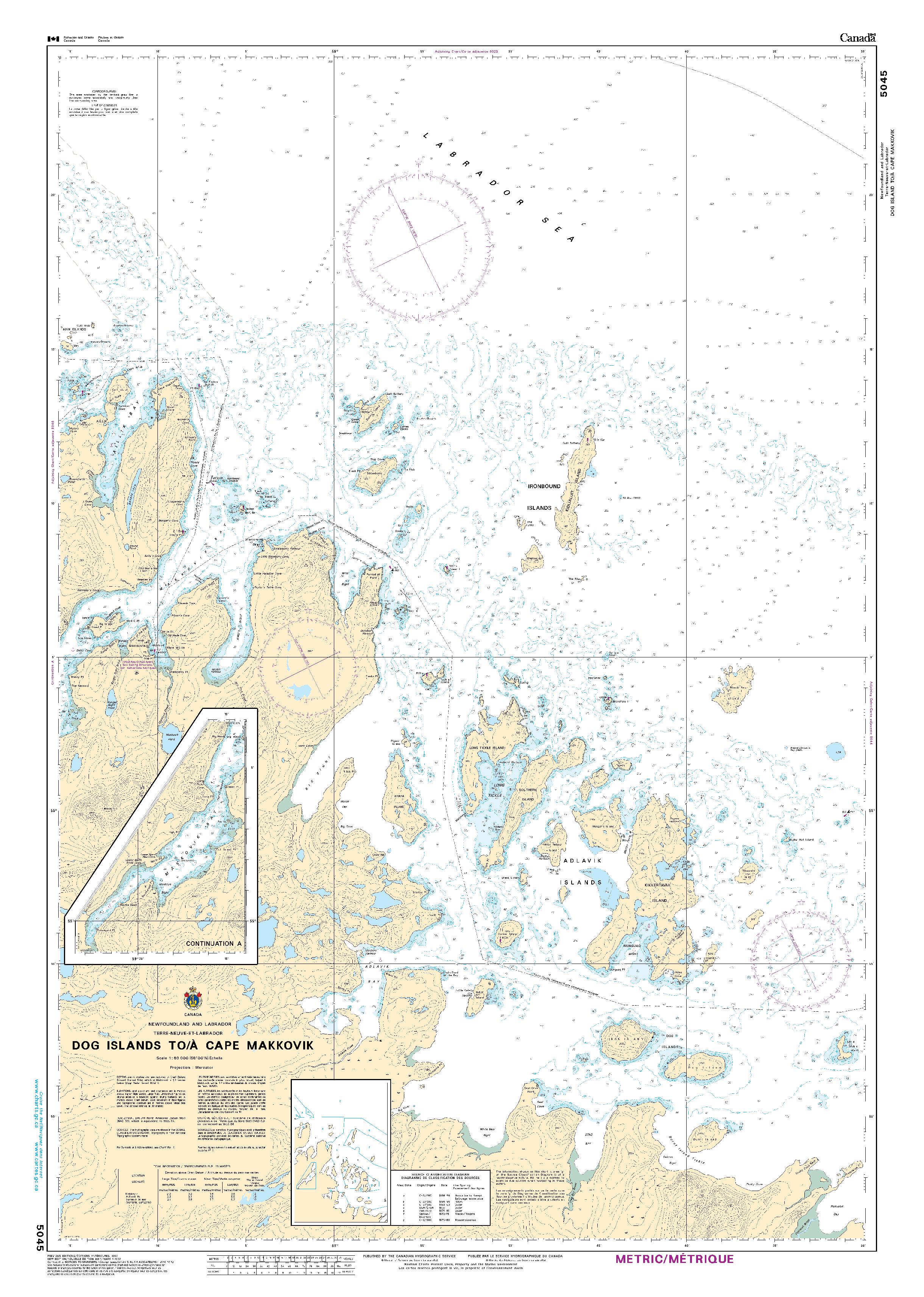 Dog Islands to/à Cape Makkovik | Carte SHC 5045