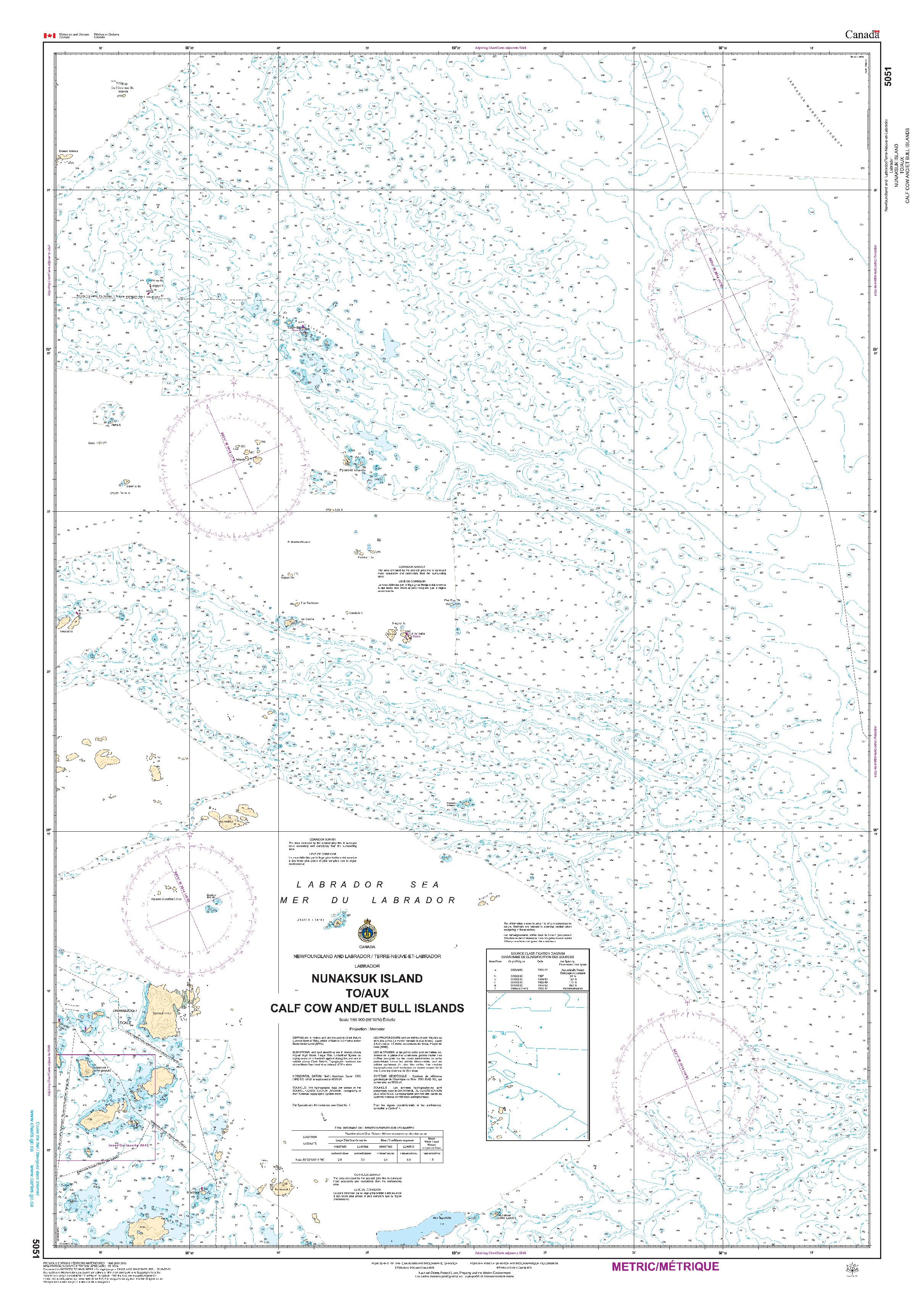 Nunaksuk Island to / aux Calf Cow and / et Bull Islands | CHS Chart 5051