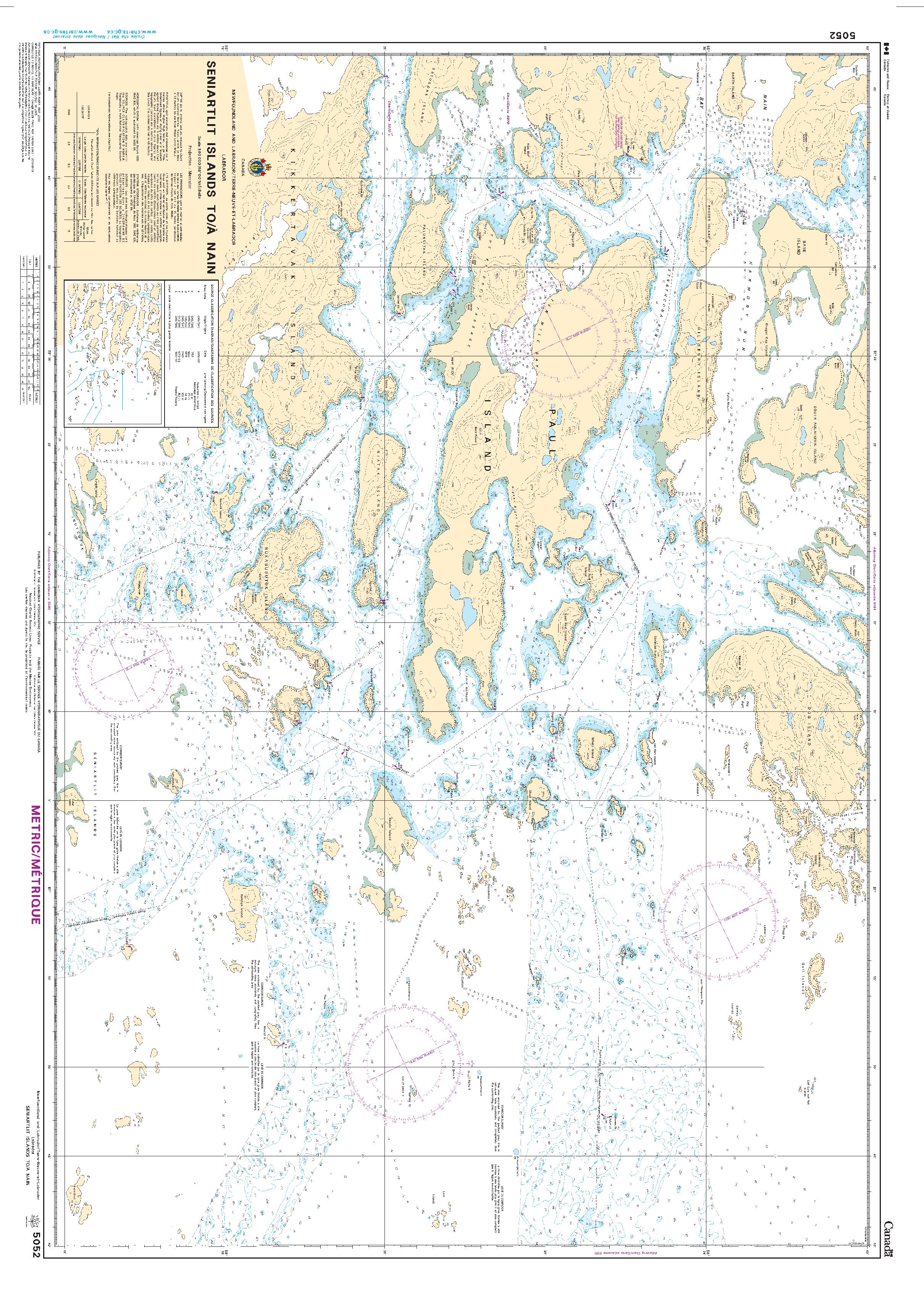 Seniartlit Islands to/à Nain | Carte SHC 5052