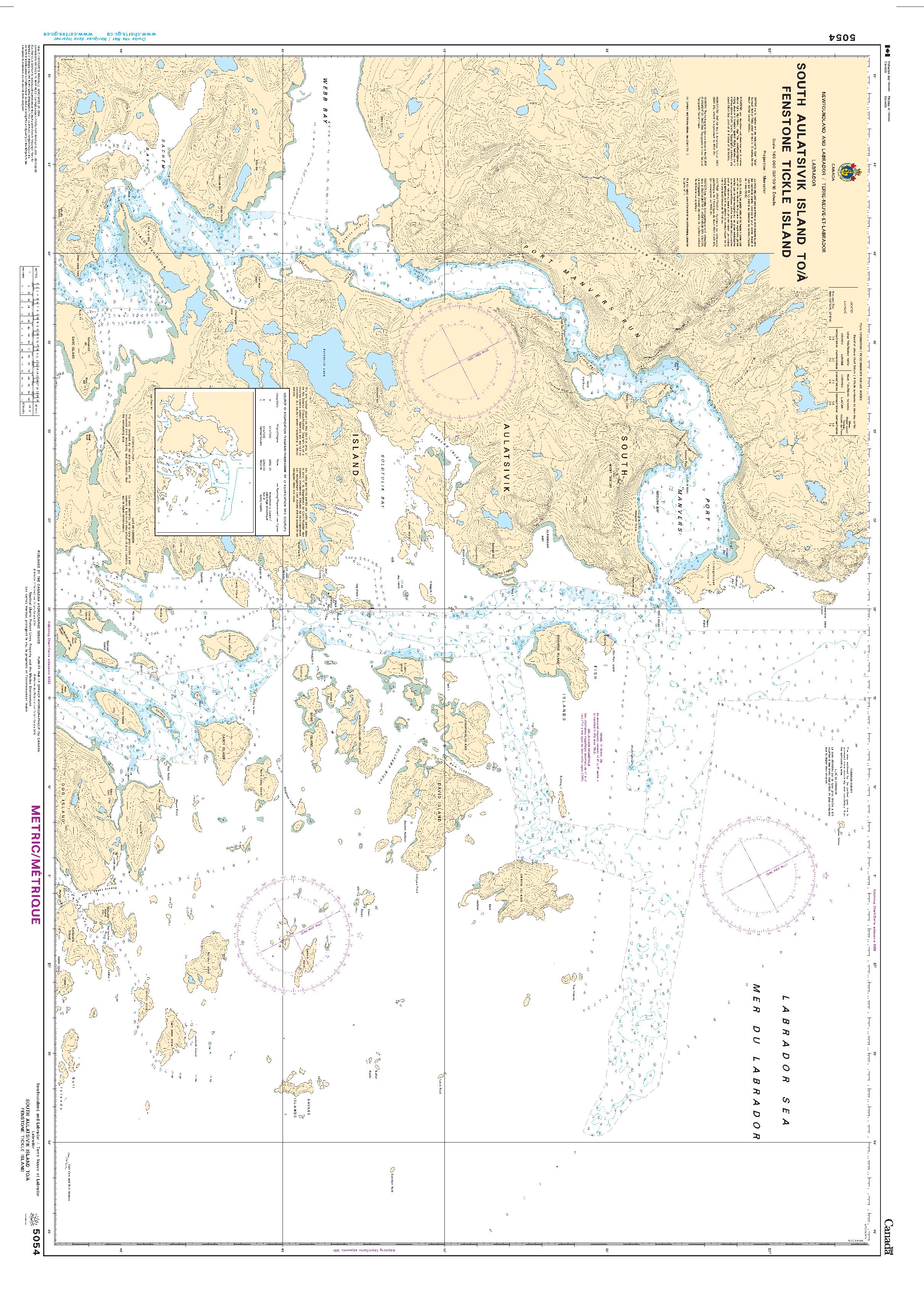 South Auliatsivik Island to / à Fenstone Tickle Island | CHS Chart 5054