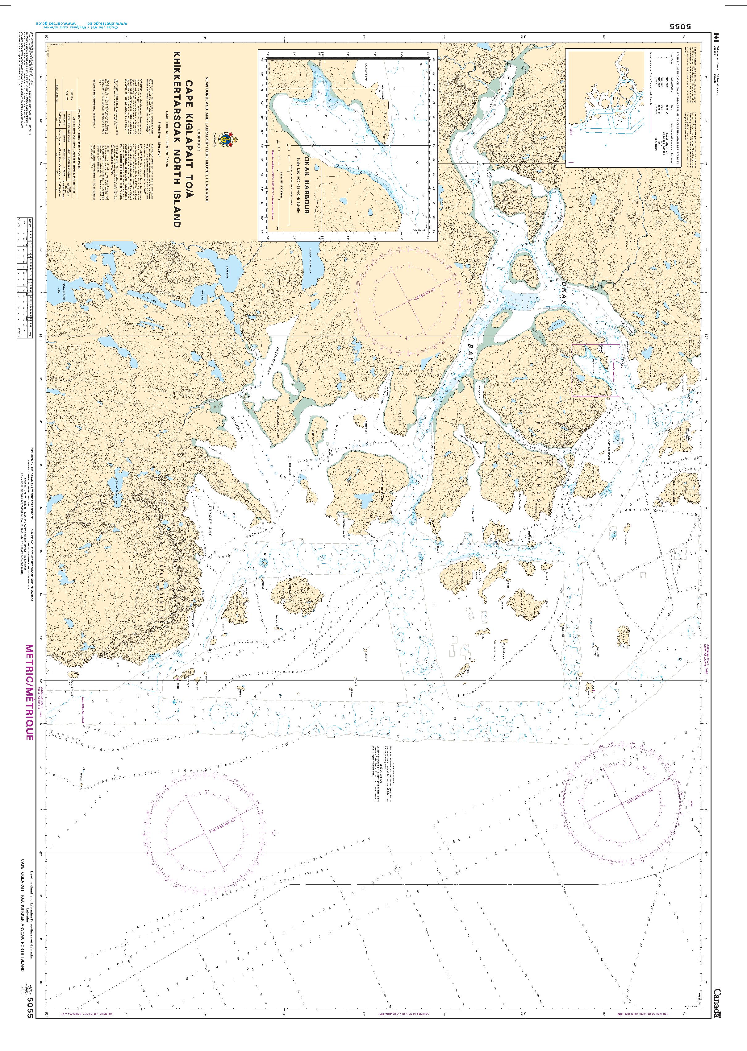 Cape Kiglapait to / à Khikkertarsoak North Island | CHS Chart 5055
