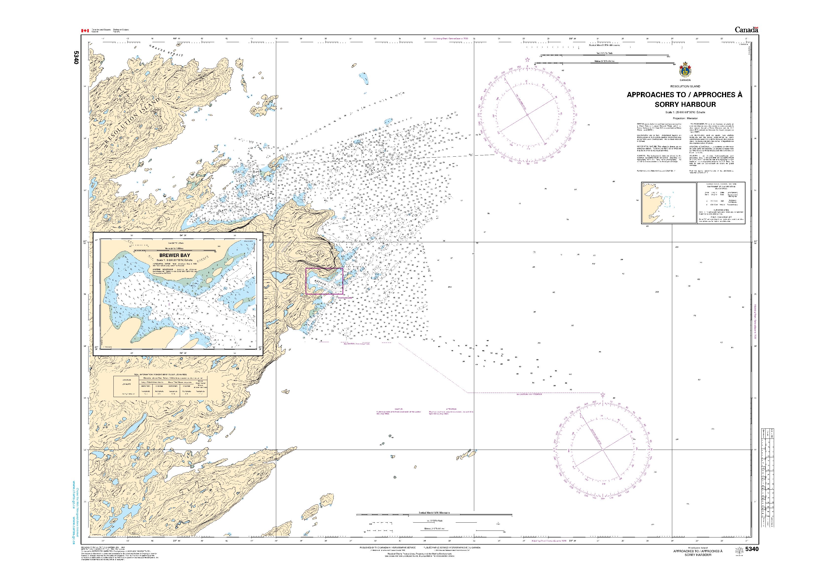 Approach to/ Approches à Sorry Harbor | CHS Chart 5340