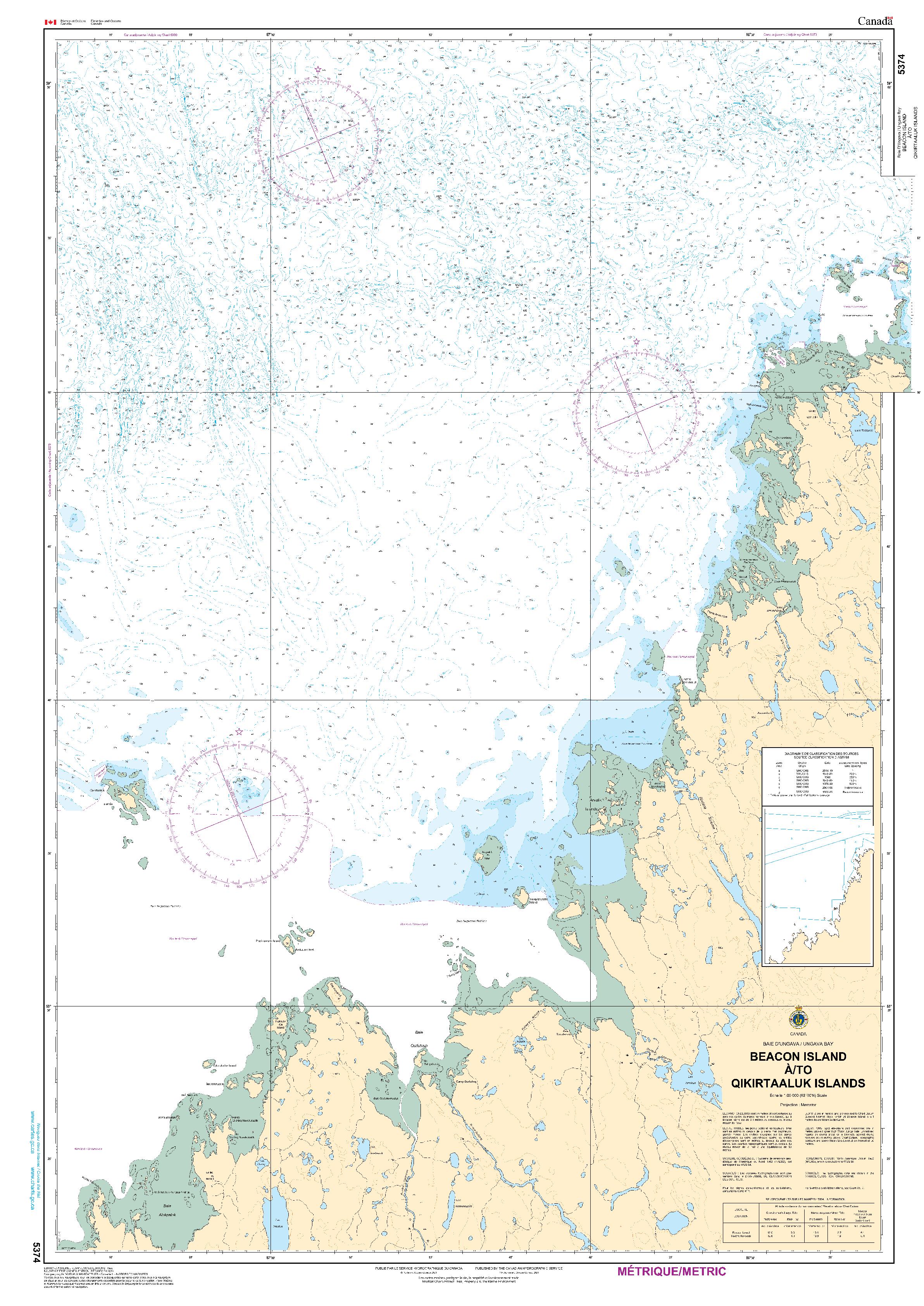 Beacon Island à/to Qikirtaaluk Islands | Carte SHC 5374