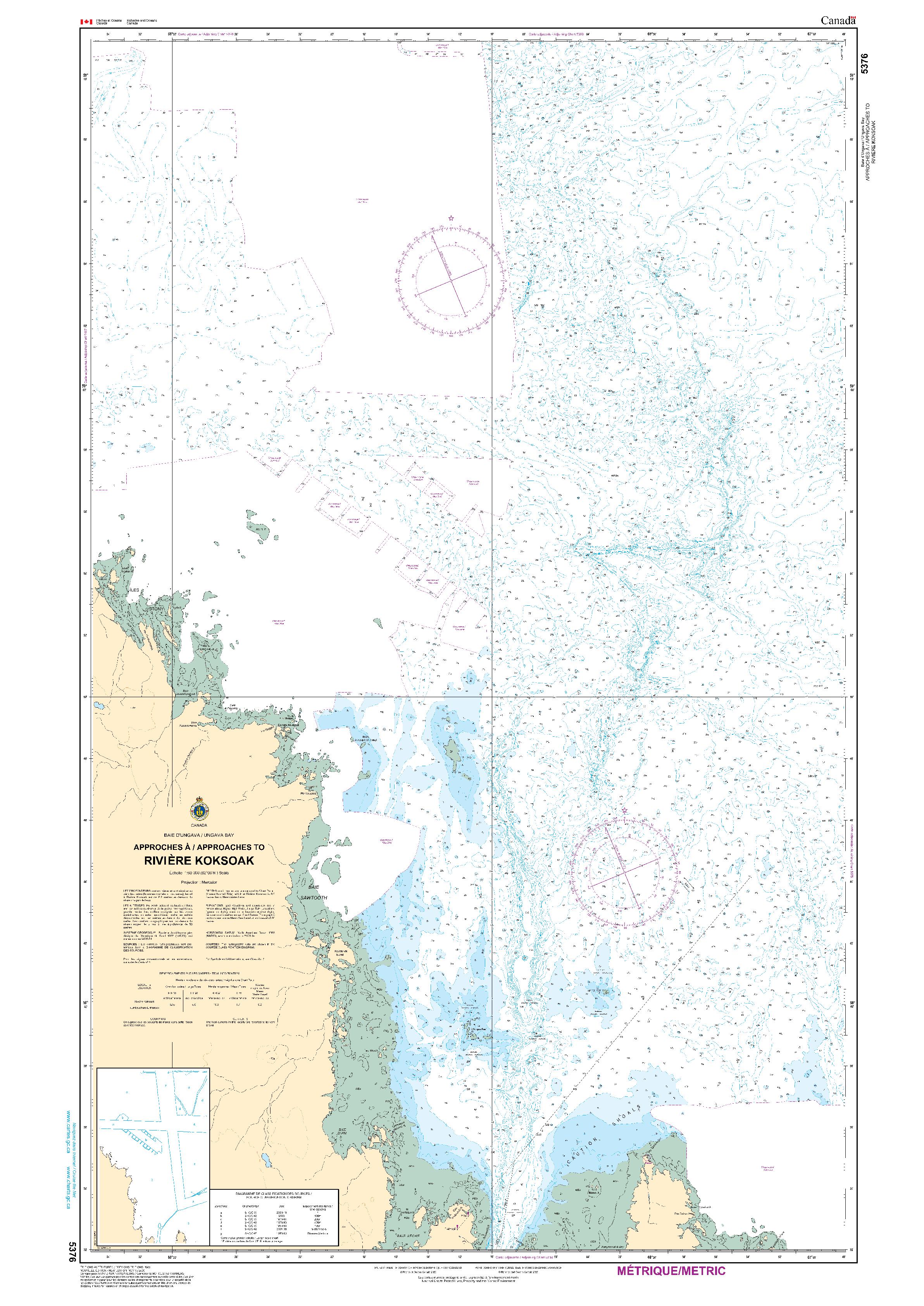 Approches à/Approaches to Rivière Koksoak | Carte SHC 5376