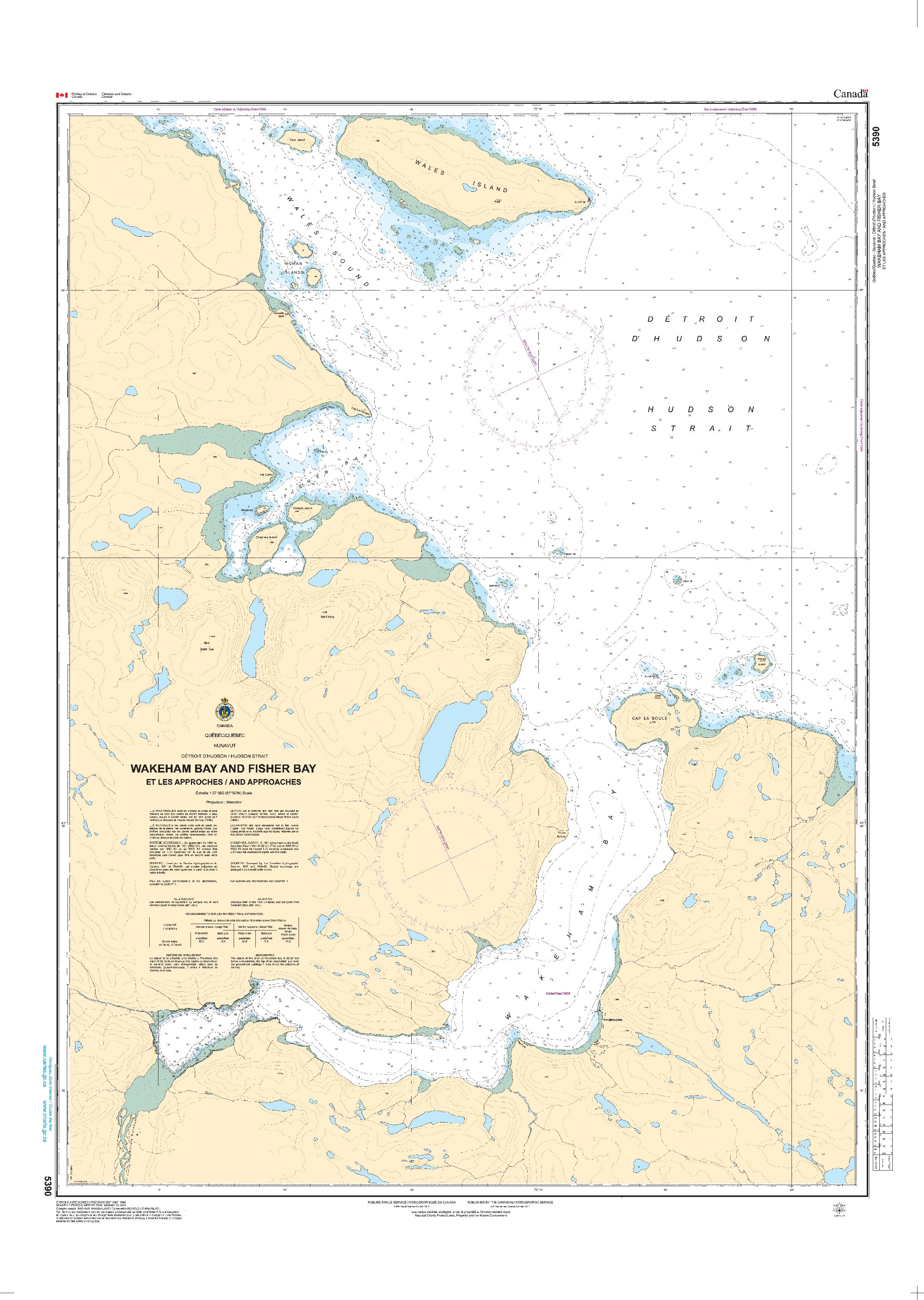 Wakeham Bay and Fisher Bay et les Approches/and Approaches | CHS Chart 5390