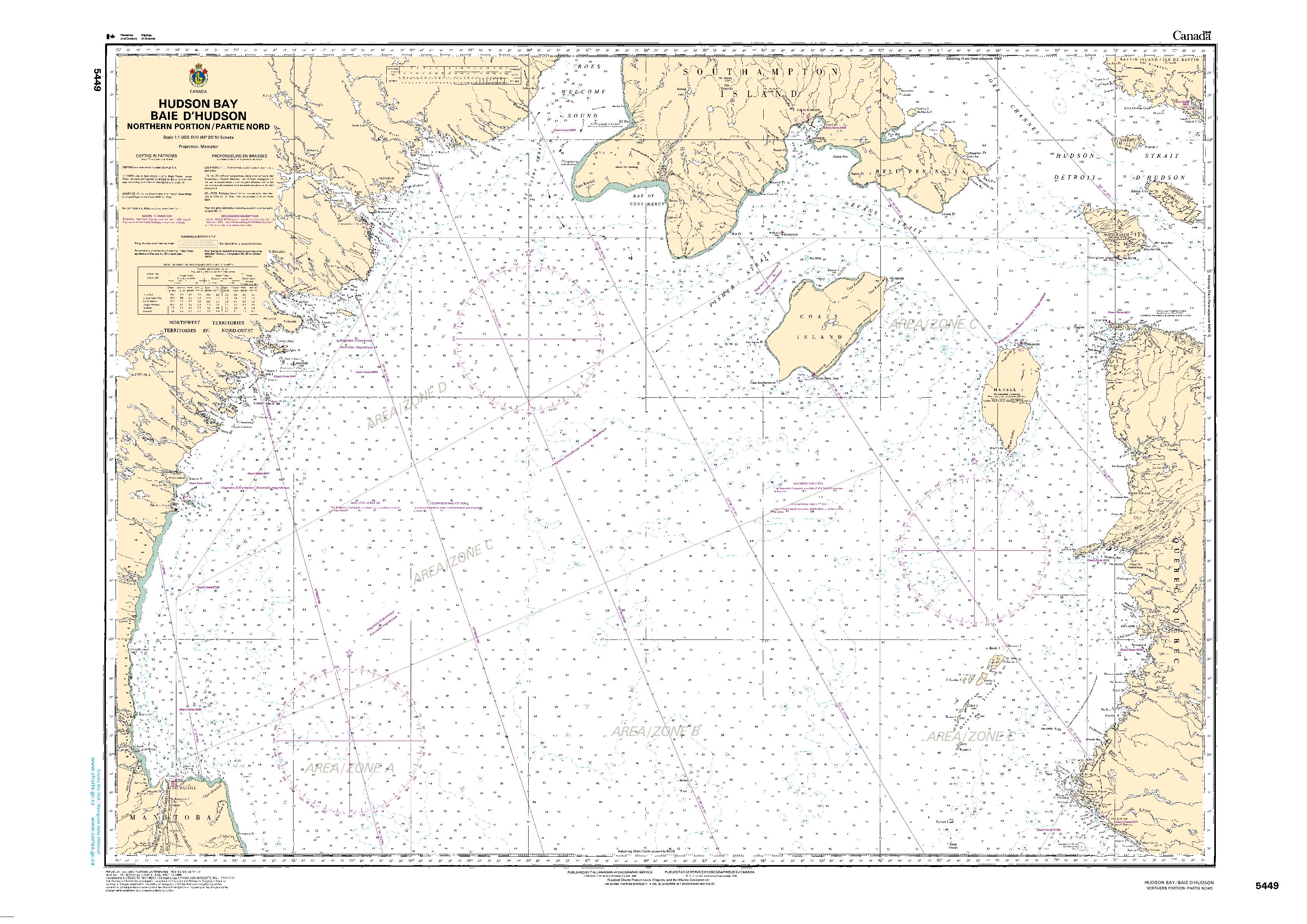 Hudson Bay Baie d'Hudson, Northern Portion/Partie nord | CHS Chart 5449
