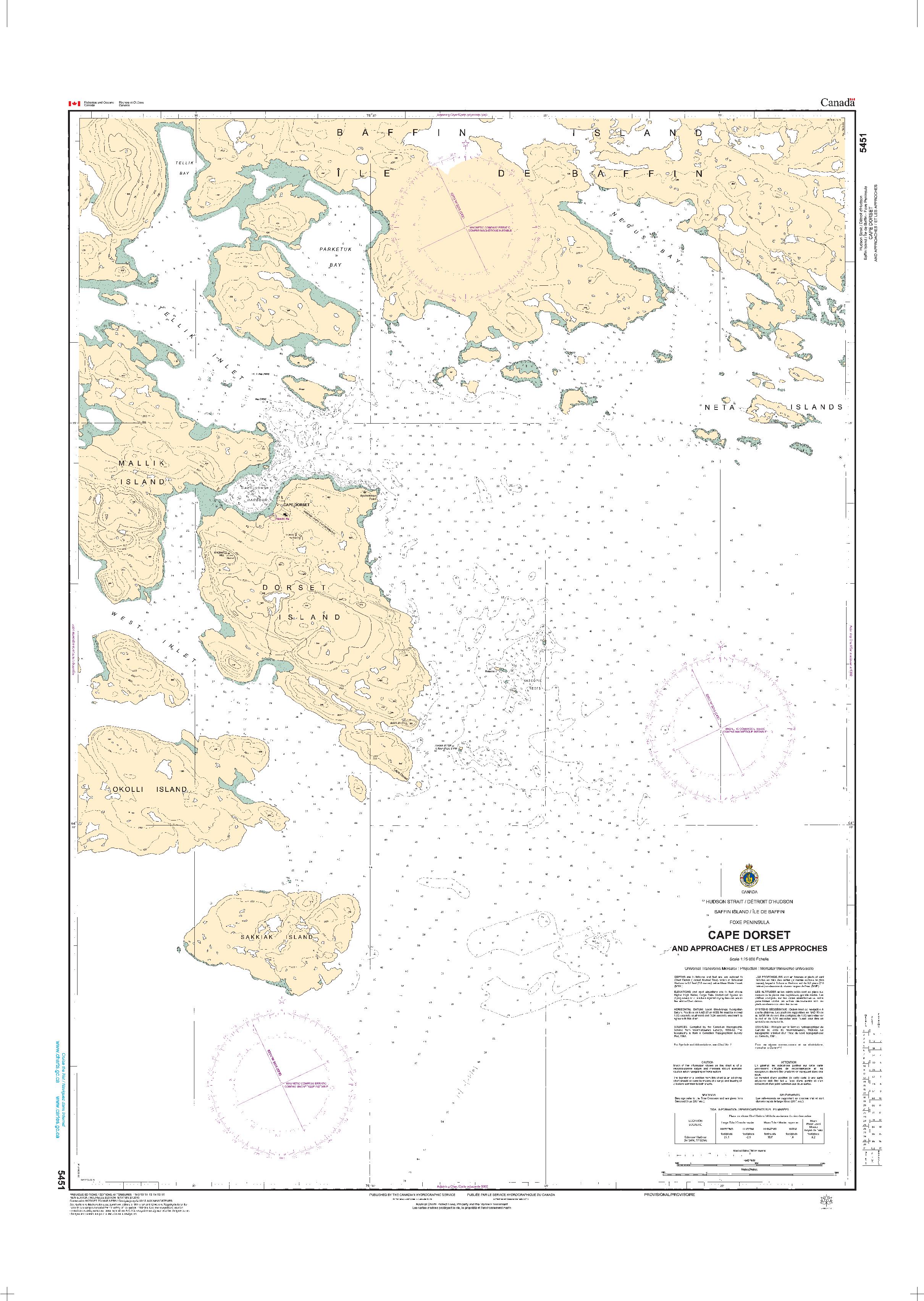 Cape Dorset and Approaches/et les Approches | CHS Chart 5451