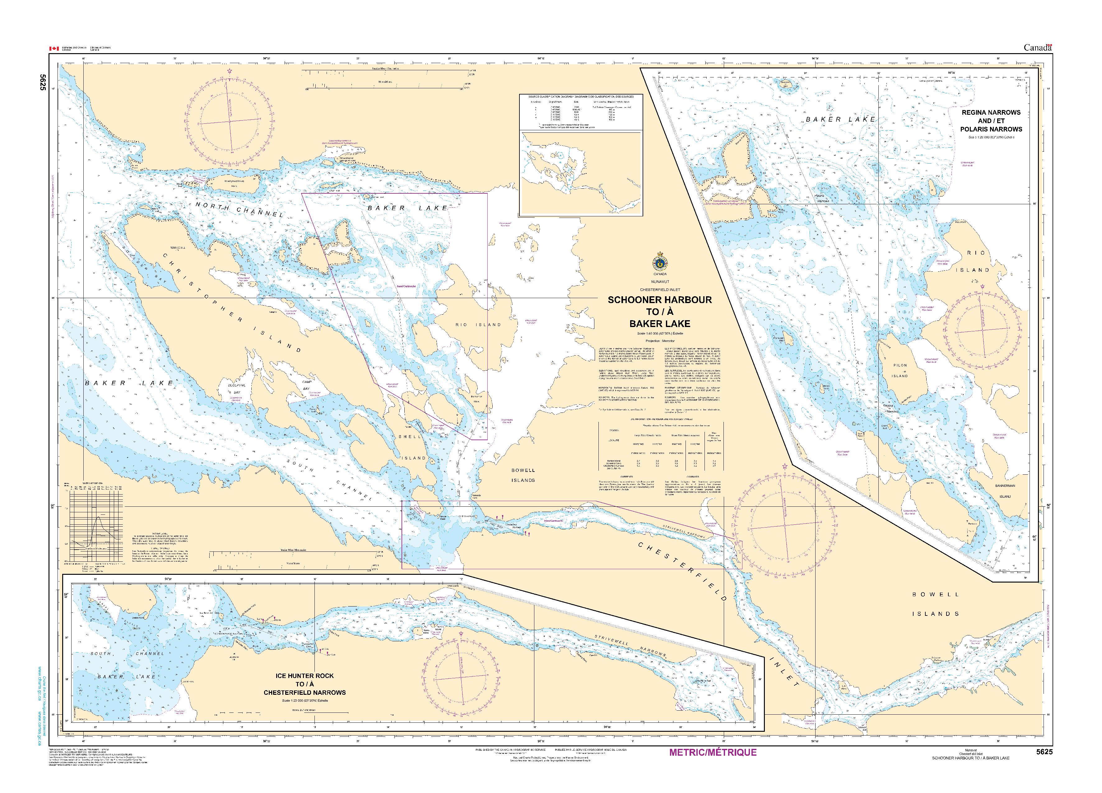 Schooner Harbour to/à Baker Lake | Carte SHC 5625