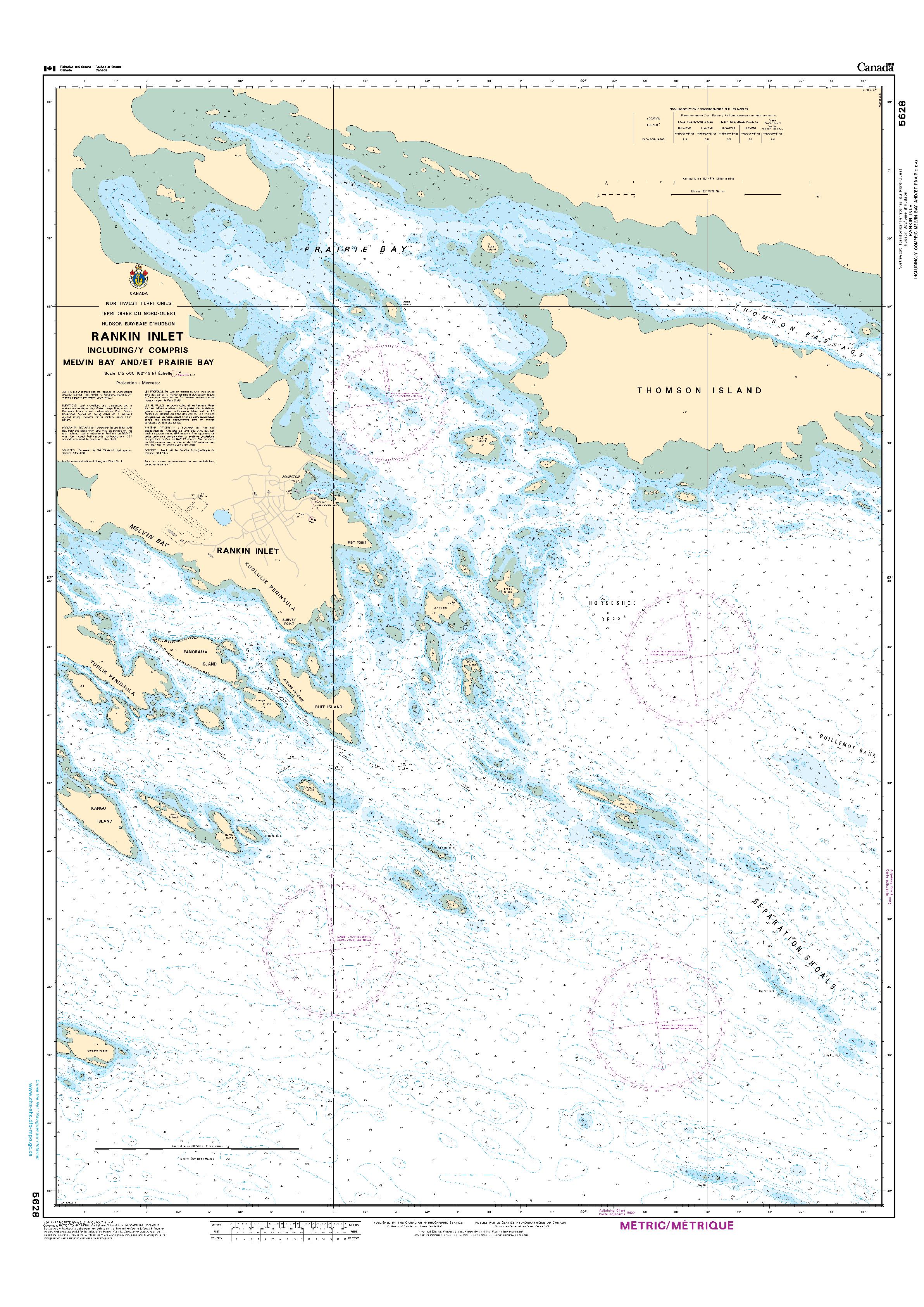 Rankin Inlet Including / Y Compris Melvin Bay And/ Et Prairie Bay | Carte SHC 5628