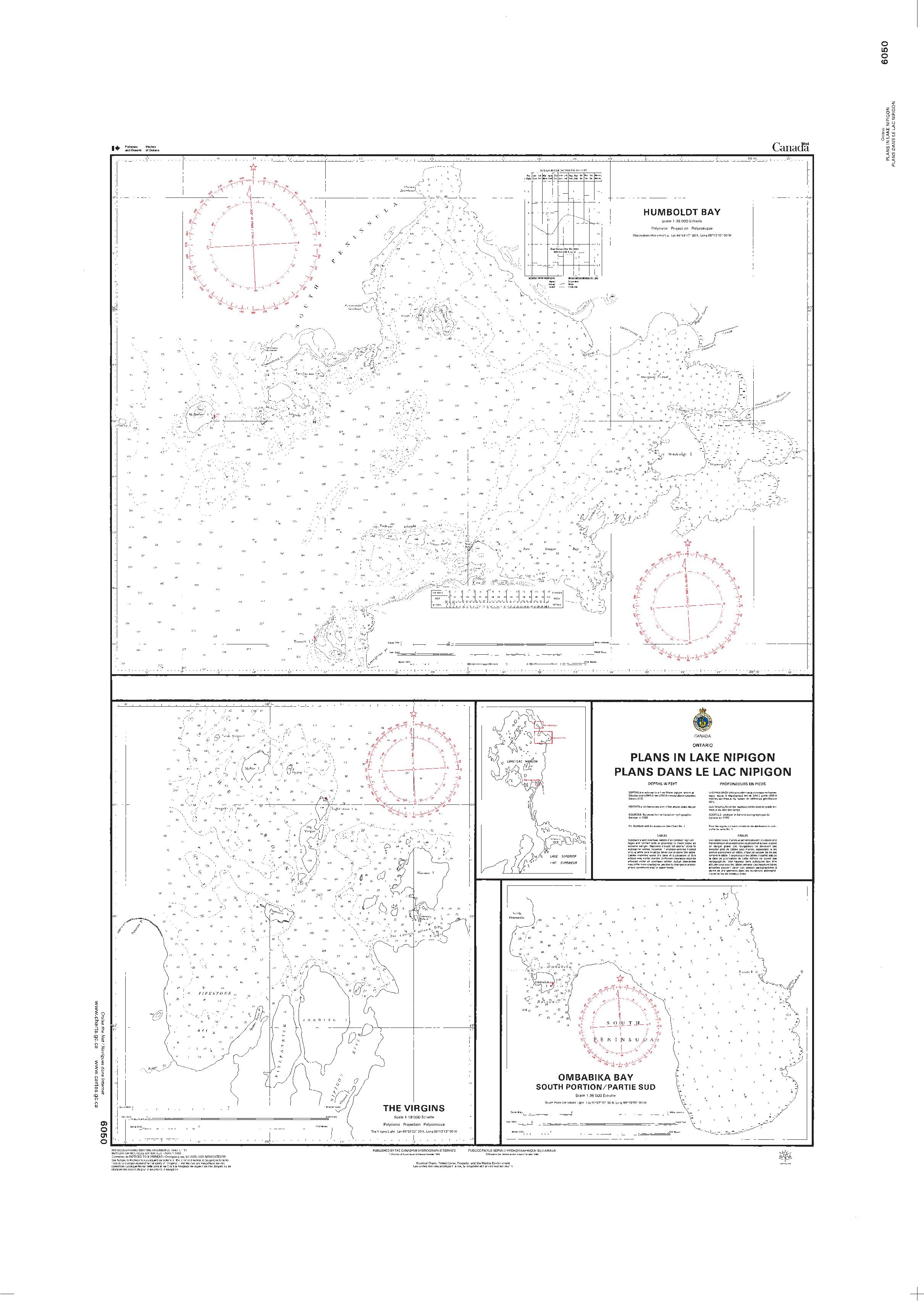 Plans in Lake Nipigon / Plans dans le lac Nipigon | CHS Chart 6050