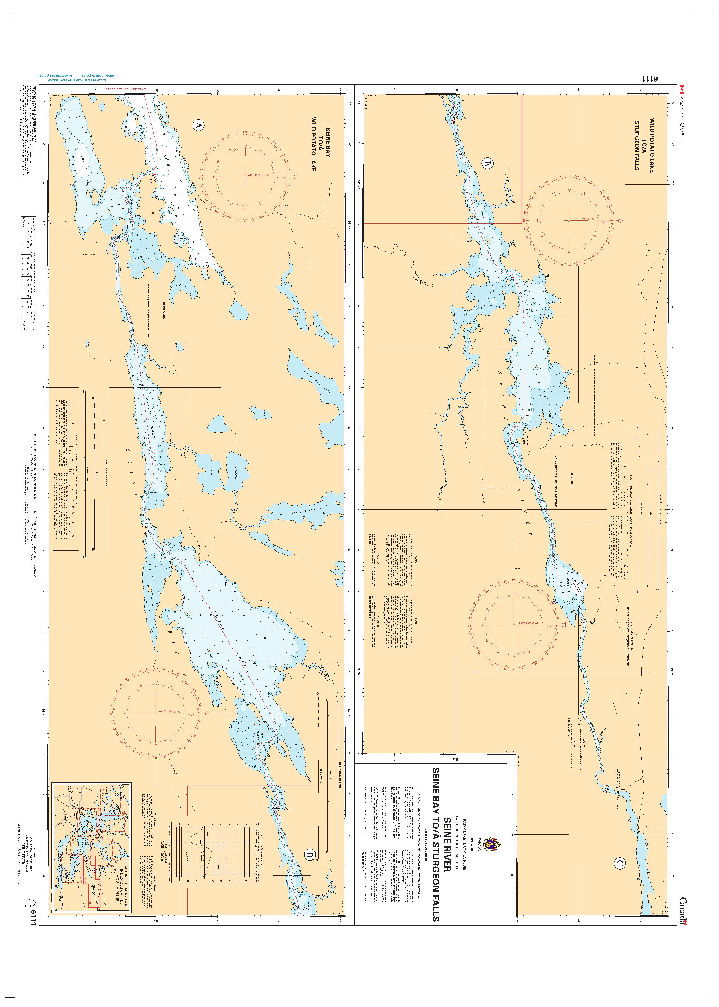Rainy Lake/Lac à la Pluie Eastern Portion/Partie Est Seine River Seine Bay to/à Sturgeon Falls | CHS Chart 6111