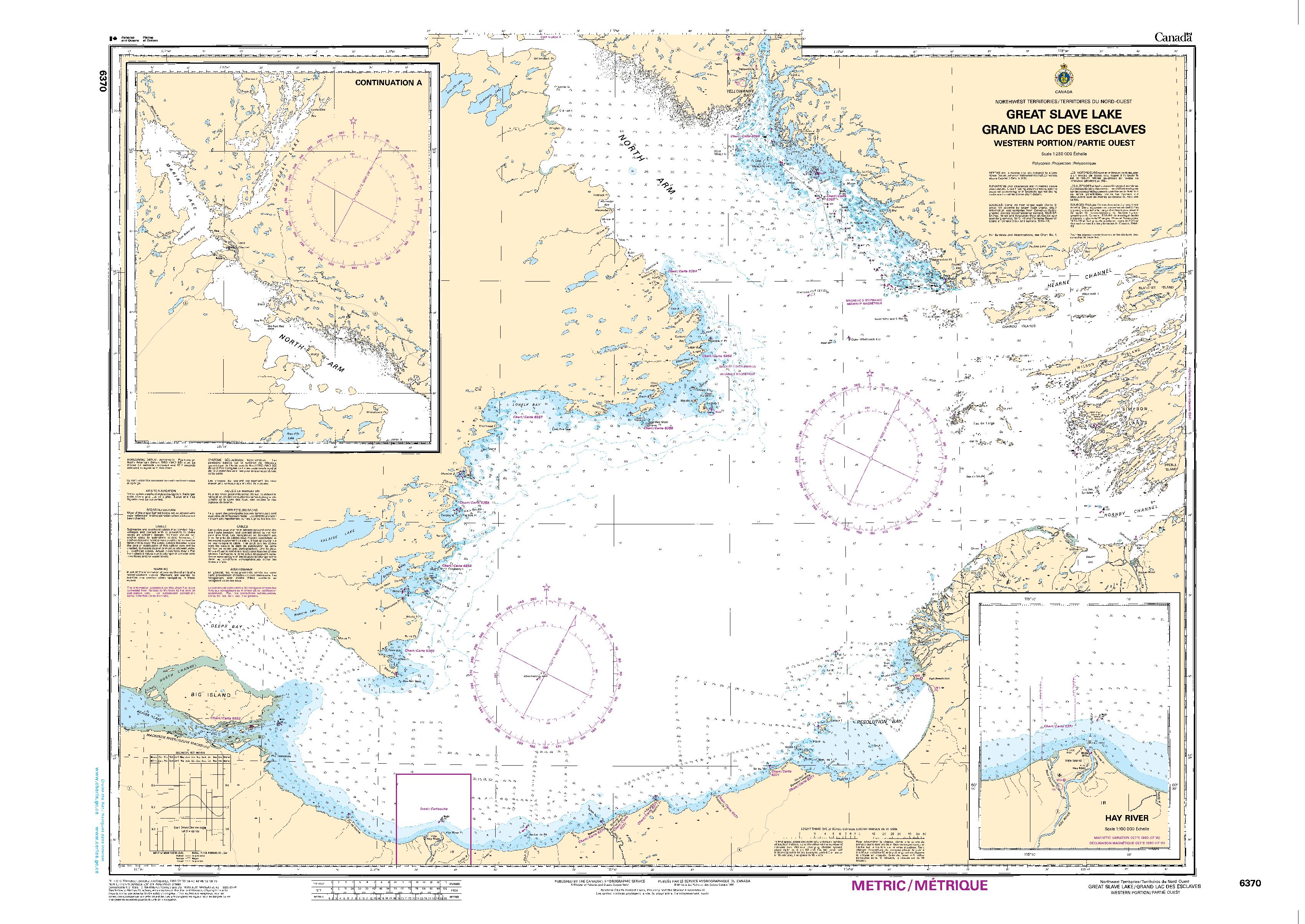 Great Slave Lake / Grand lac des Esclaves, Western Portion / Partie ouest | Carte SHC 6370