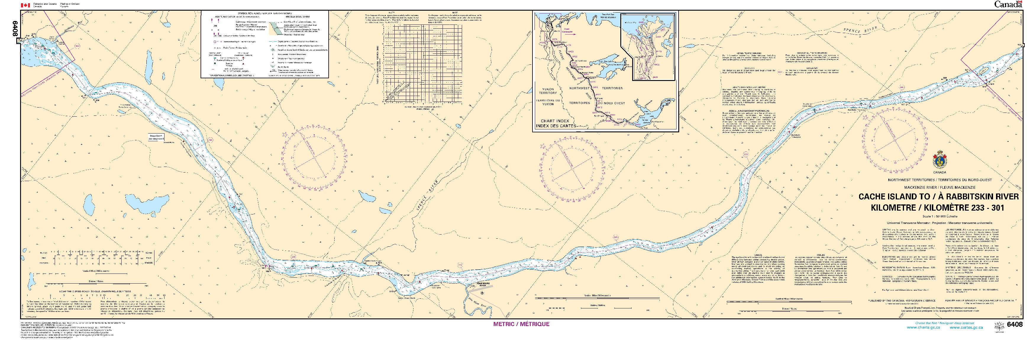 Cache Island to/à Rabbitskin River Kilometre 233 / Kilomètre 301 | CHS Chart 6408