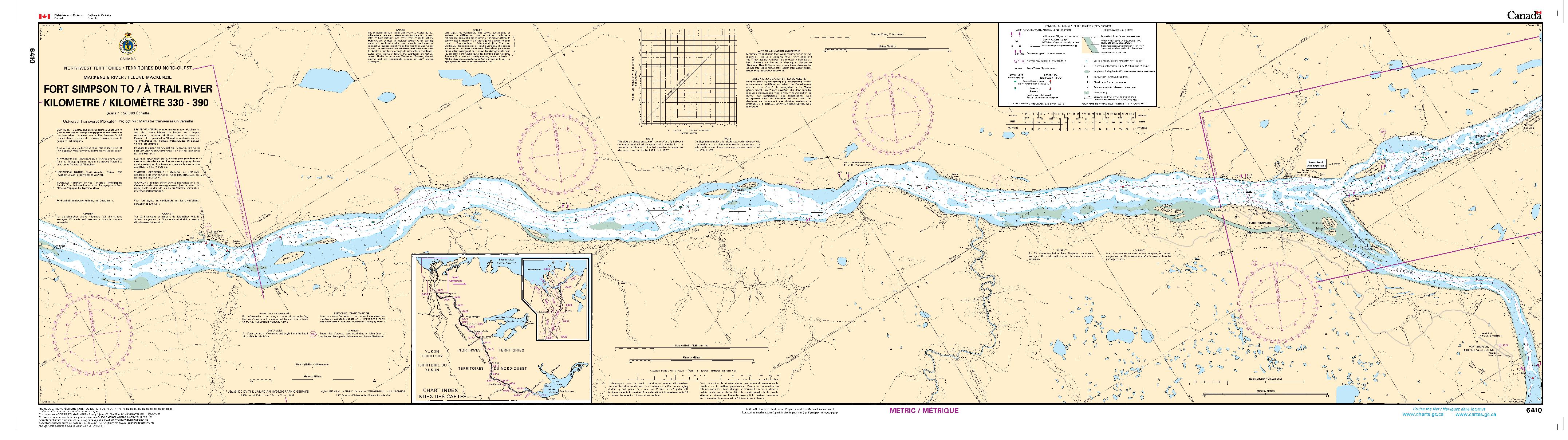 Fort Simpson to/à Trail River Kilometre 330 / Kilometre 390 | CHS Chart 6410