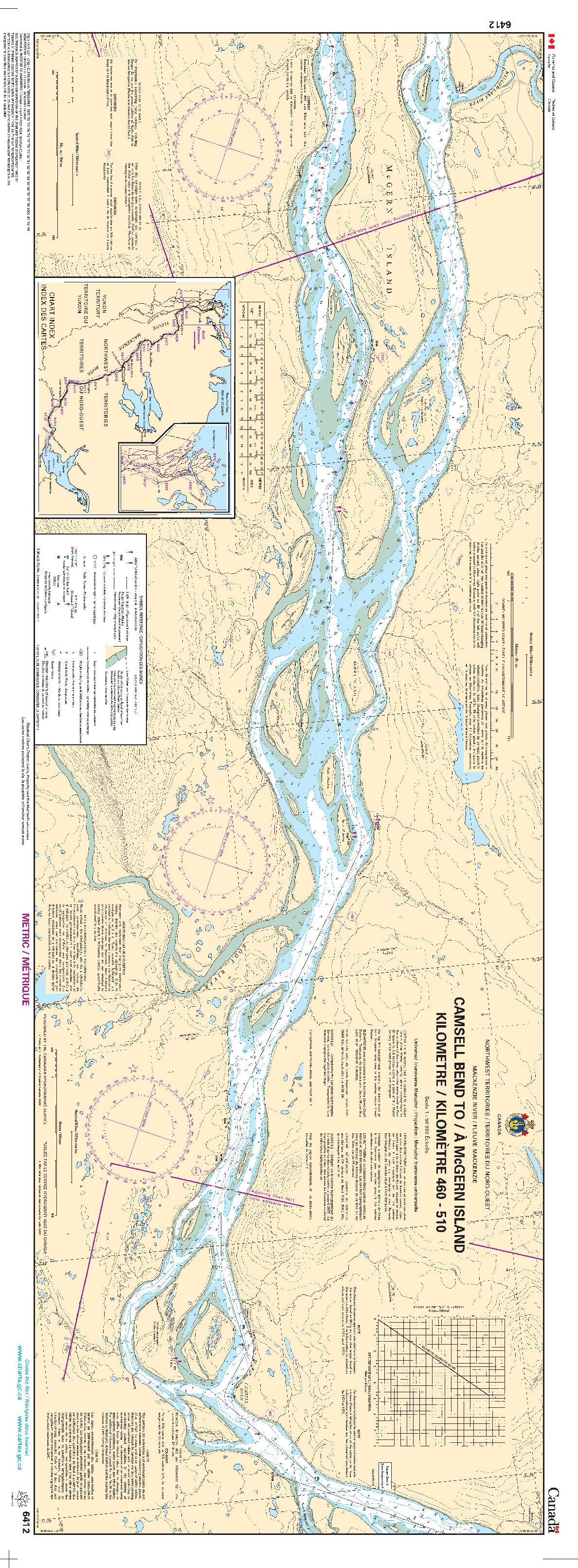 Camsell Bend to/à McGern Island Kilometre 460 / Kilometre 510 | CHS Chart 6412