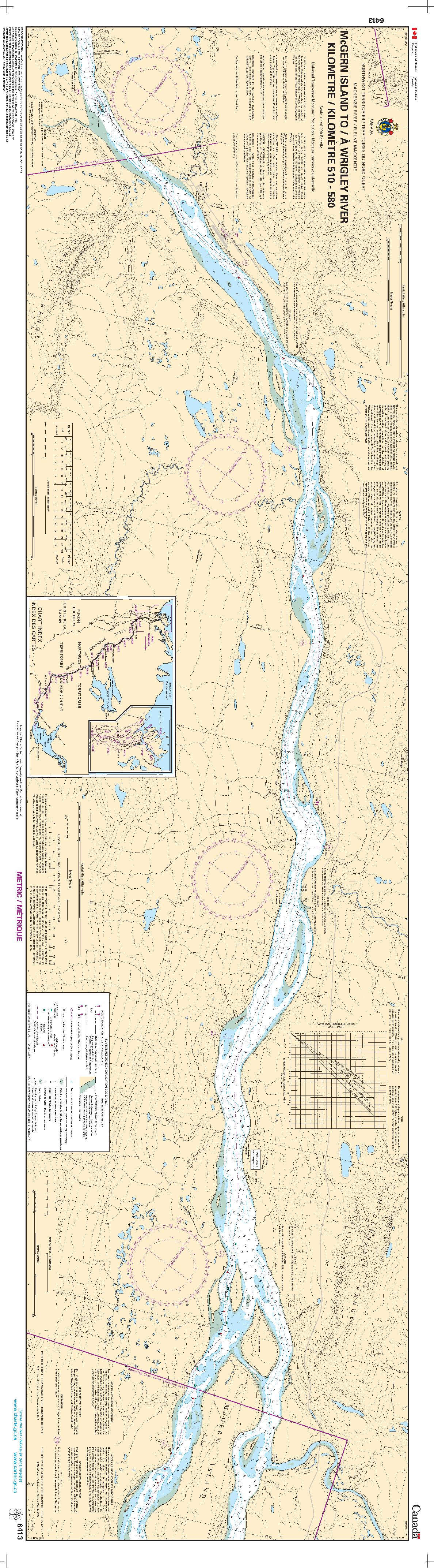 McGern Island to/à Wrigley River Kilometre 510 / Kilomètre 580 | CHS Chart 6413