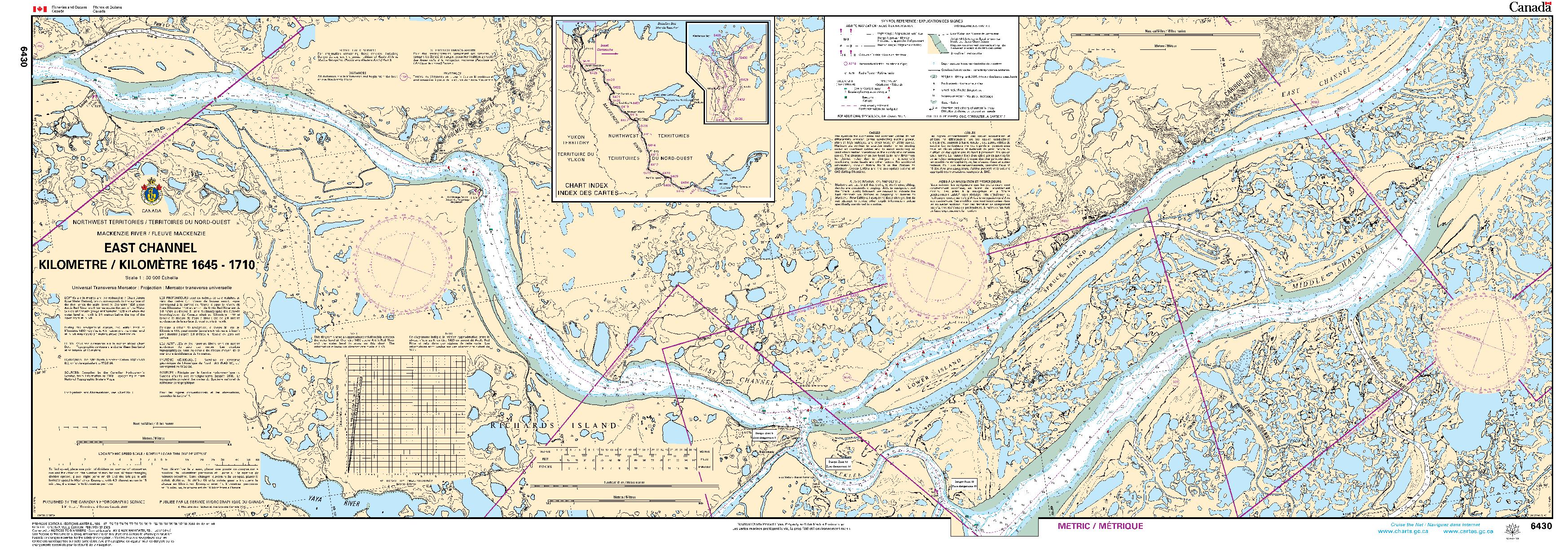 East Channel, Kilometre/Kilomètre 1645 - 1710 | CHS Chart 6430