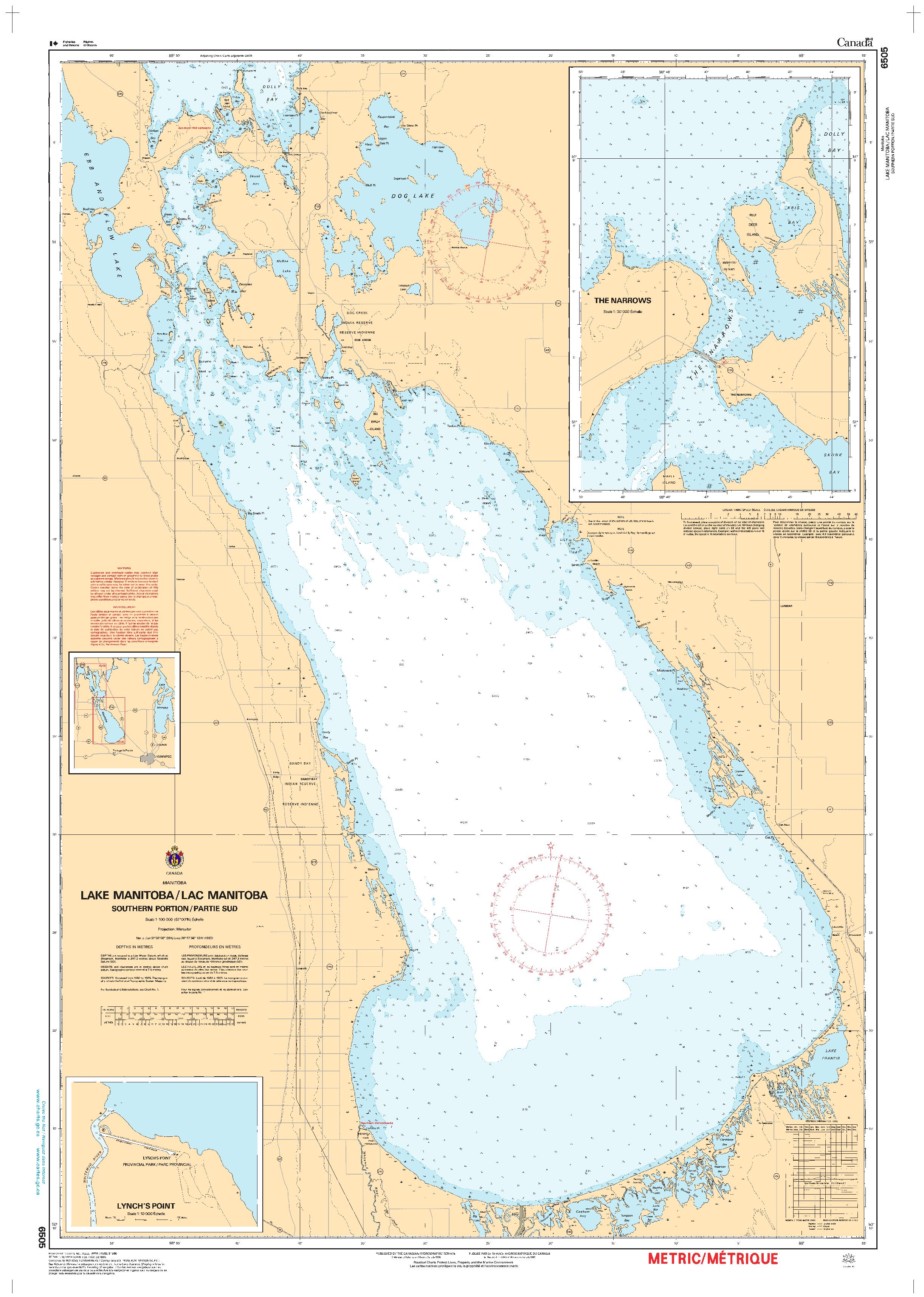 Lake Manitoba / Lac Manitoba (Southern Portion / Partie sud) | Carte SHC 6505