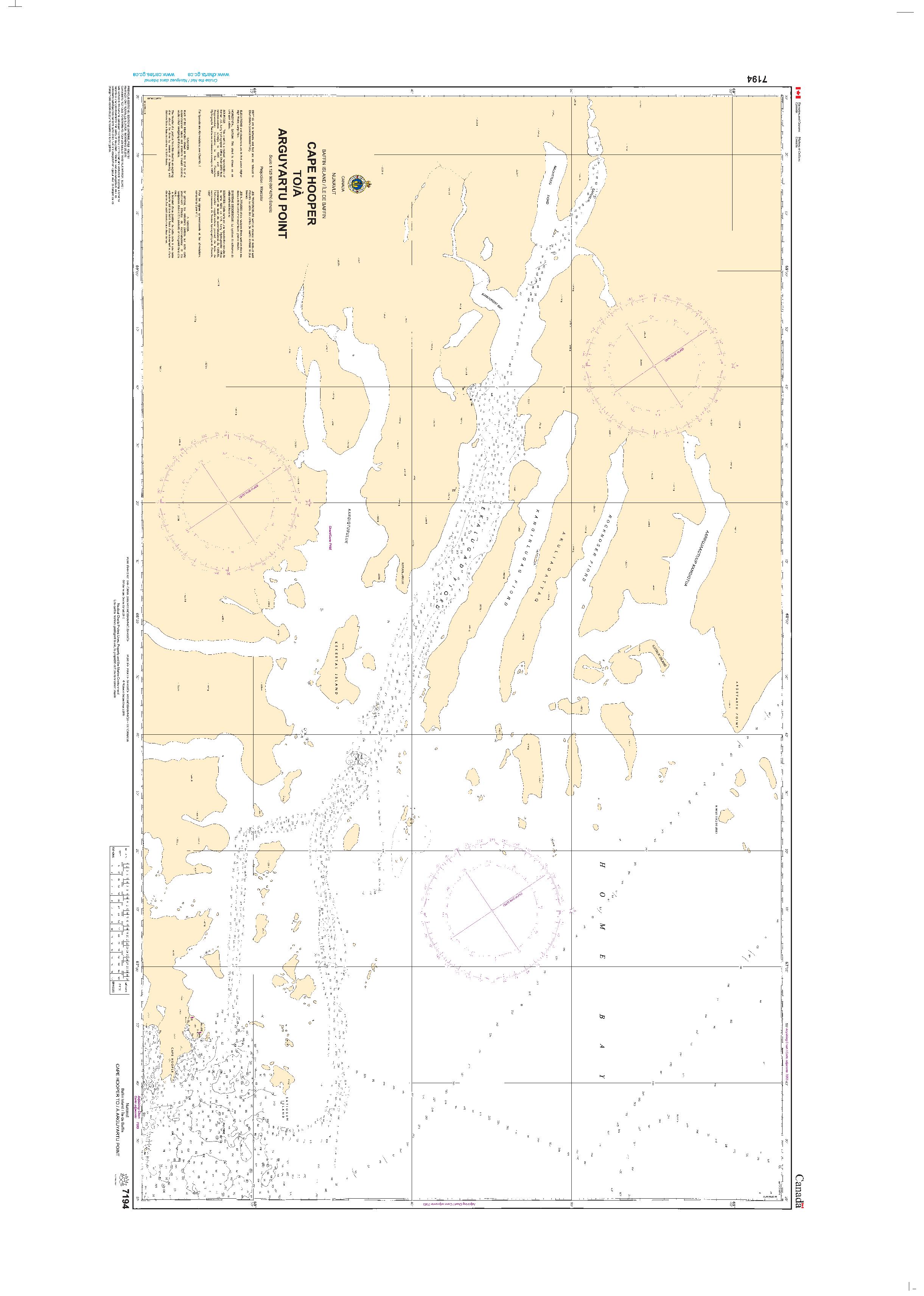Cape Hooper to/à Arguyartu Point Including/y compris Ekalugad Fiord | CHS Chart 7194
