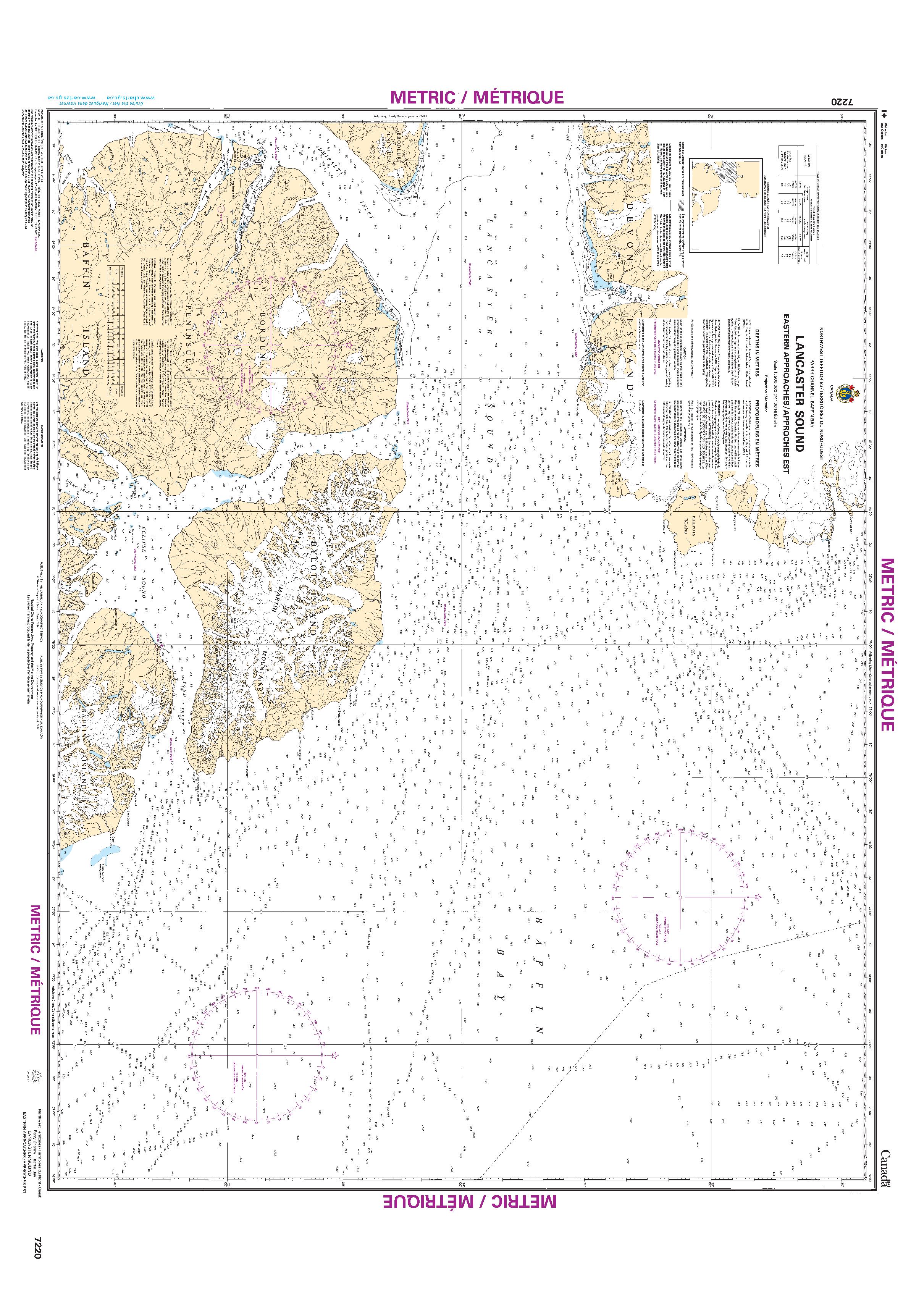 Lancaster Sound, Eastern Approaches/Approches Est | Carte SHC 7220