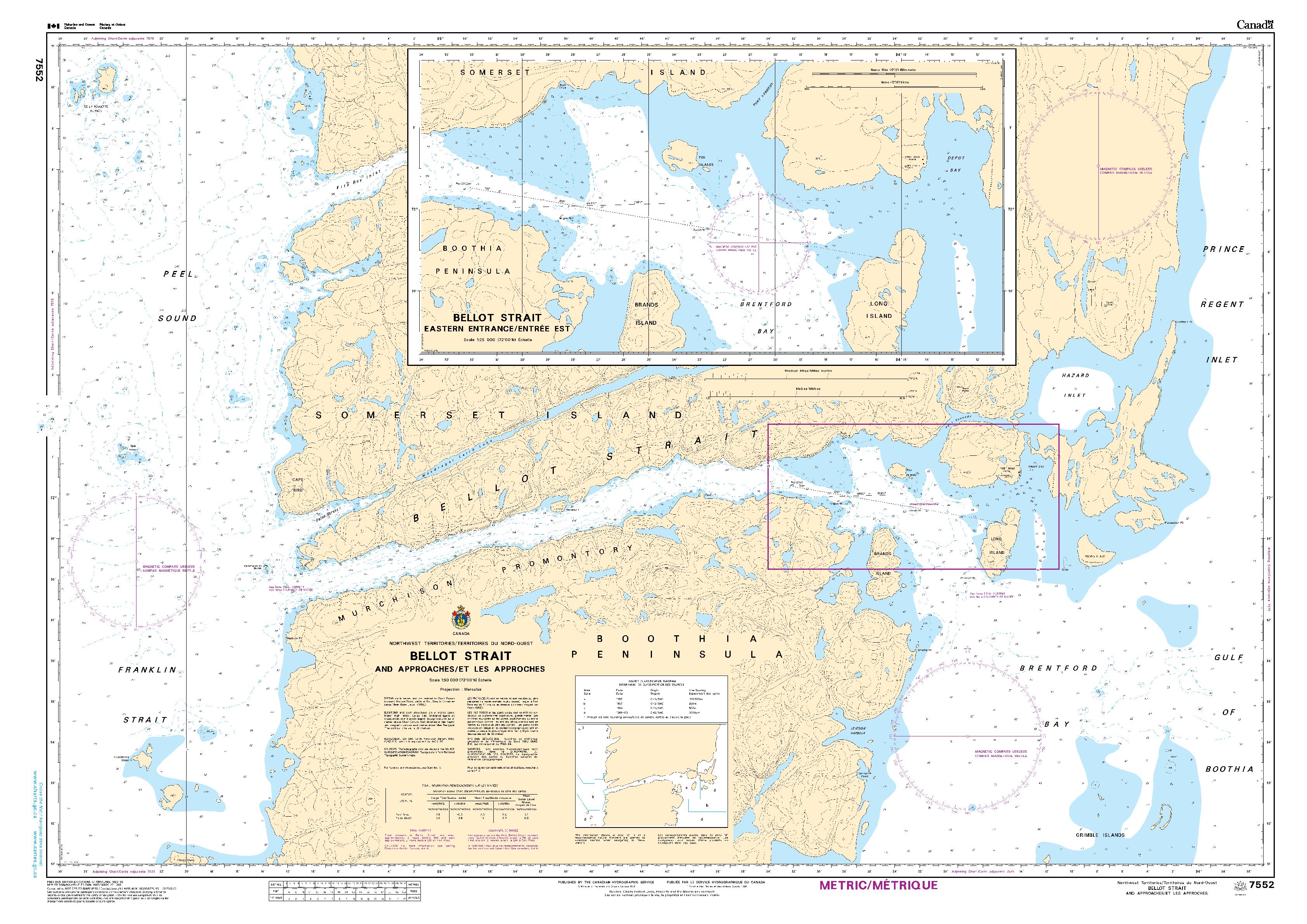 Bellot Strait and Approaches/et Les Approches | CHS Chart 7552