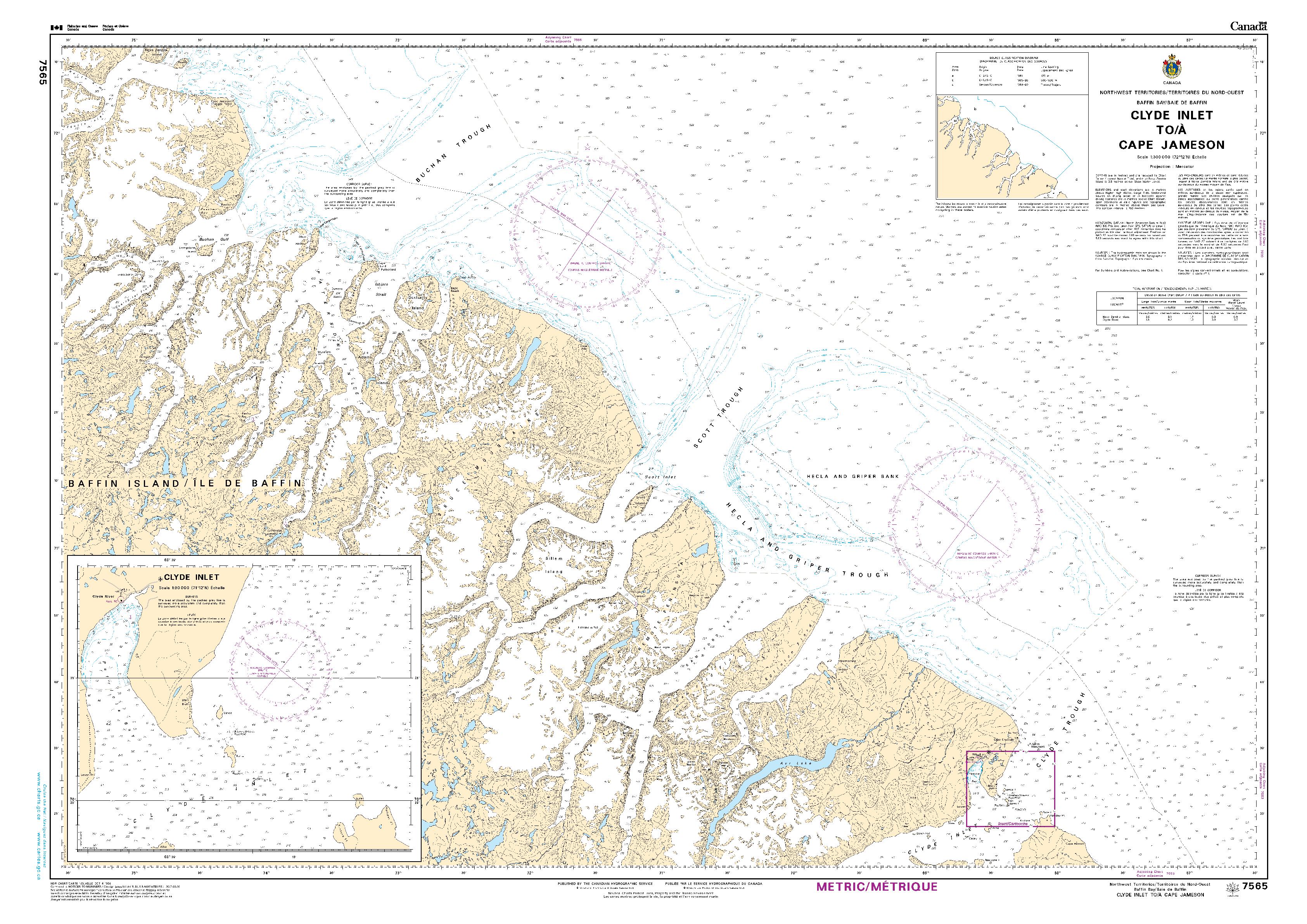 Clyde Inlet to/à Cape Jameson | Carte SHC 7565