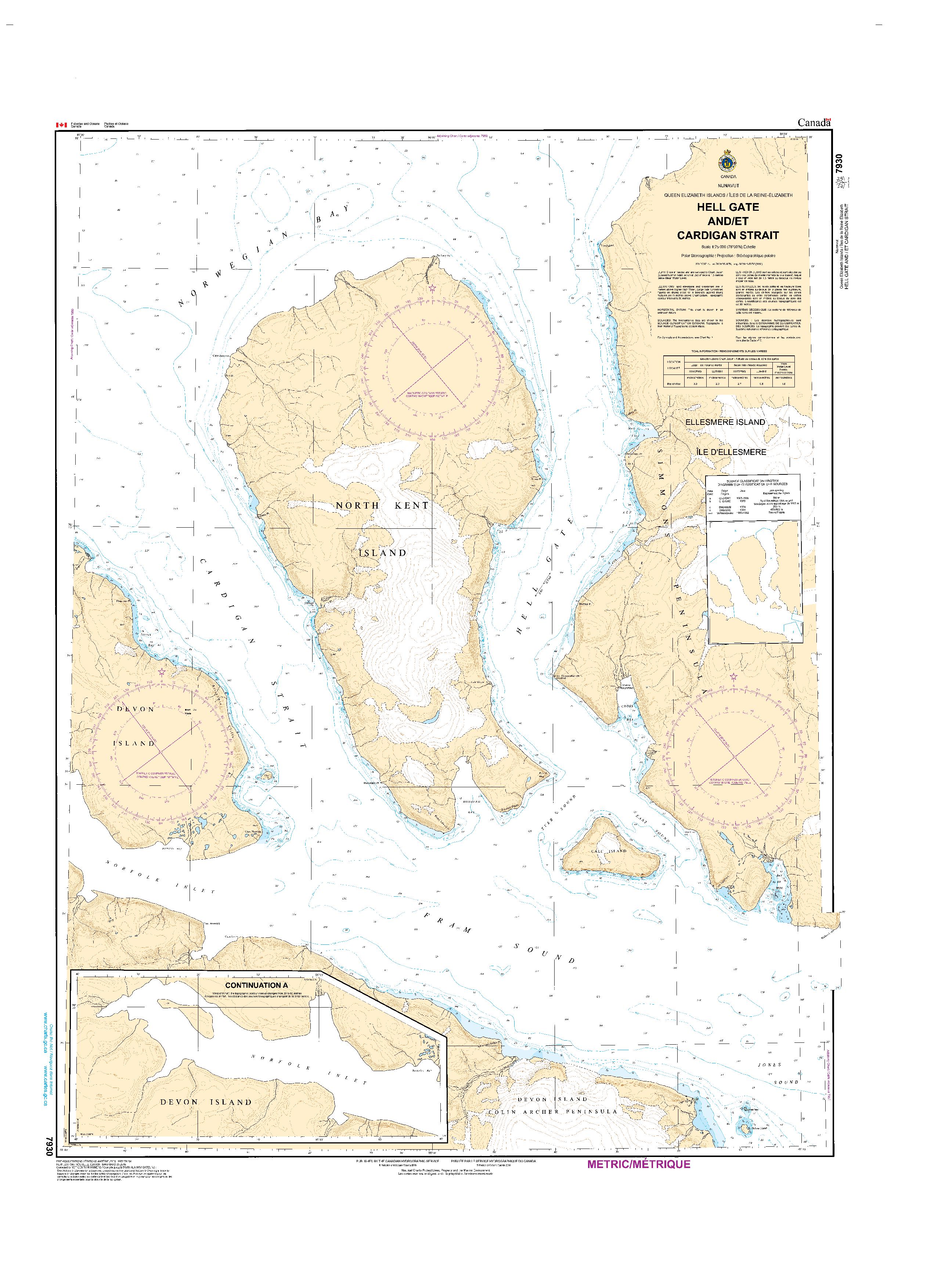Hell Gate and Cardigan Strait | Carte SHC 7930