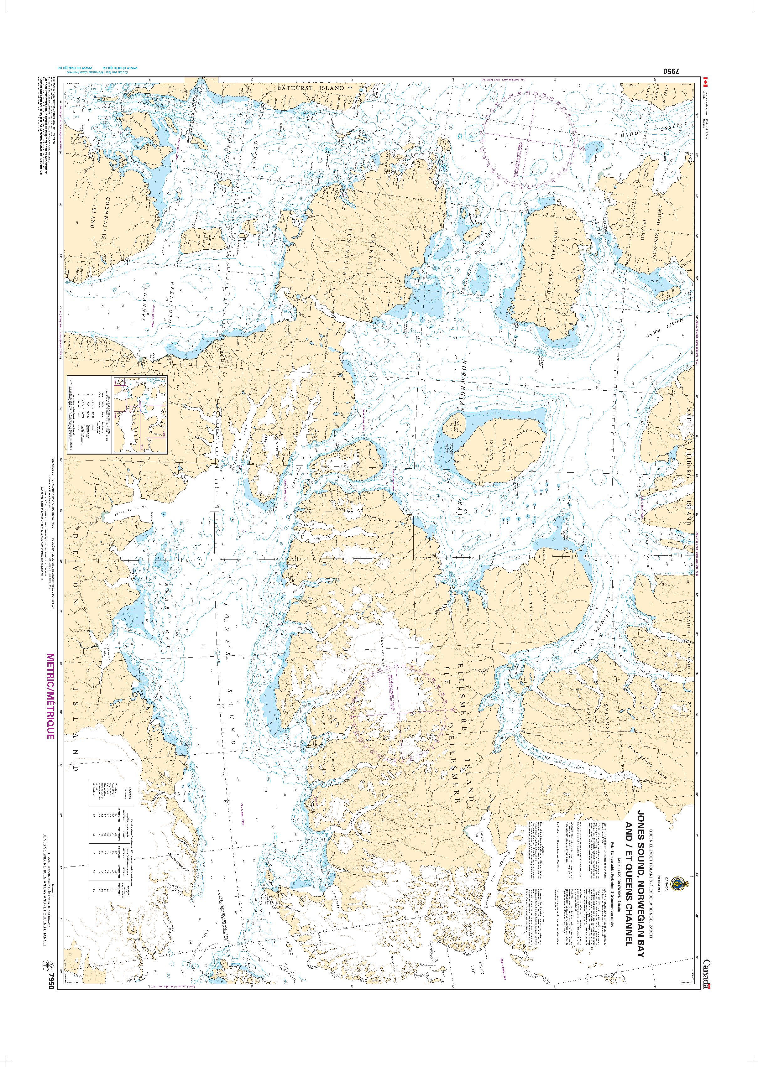 Jones Sound,Norwegian Bay and Queens Channel | CHS Chart 7950