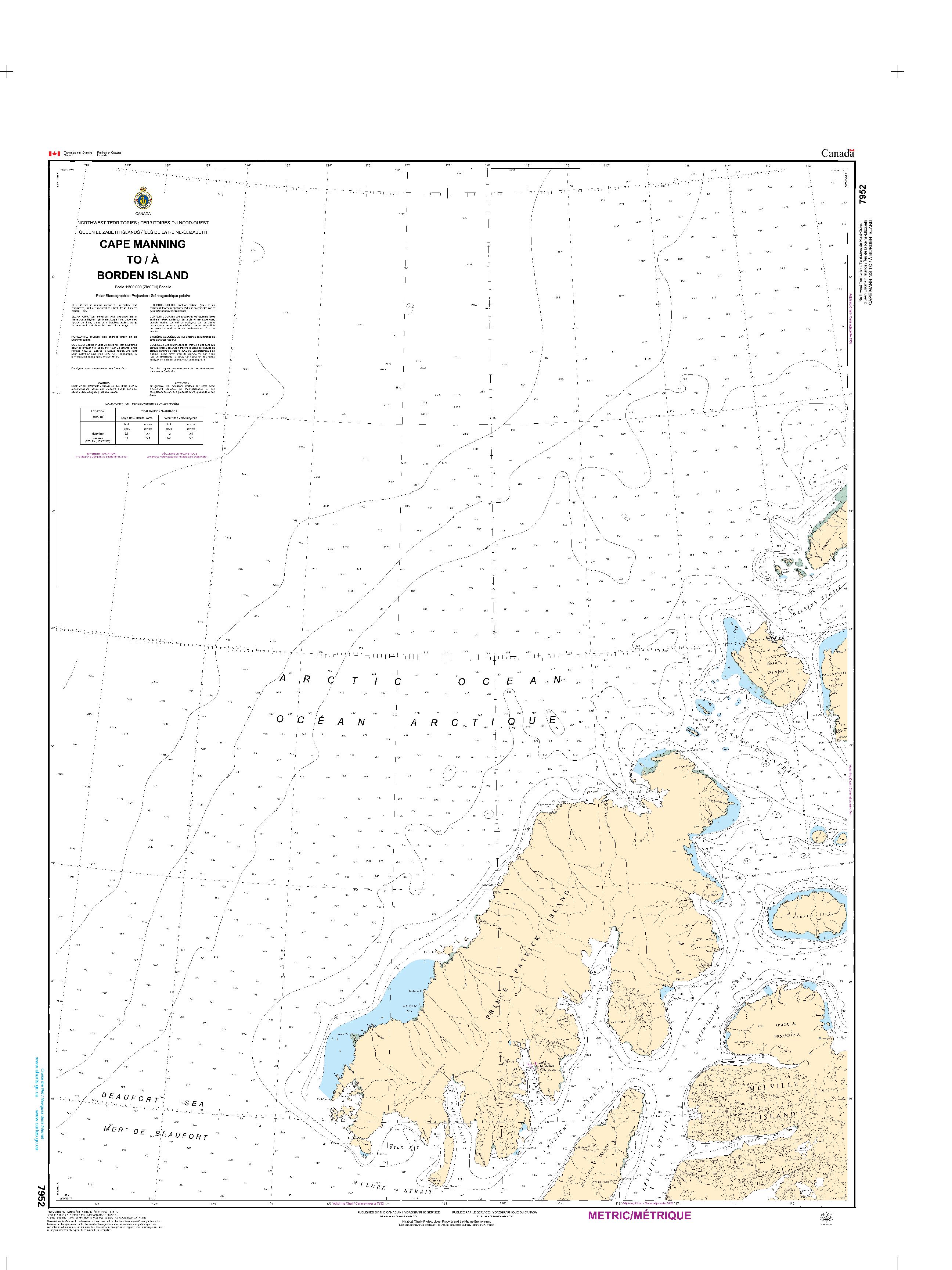 Cape Manning to Borden Island | Carte SHC 7952