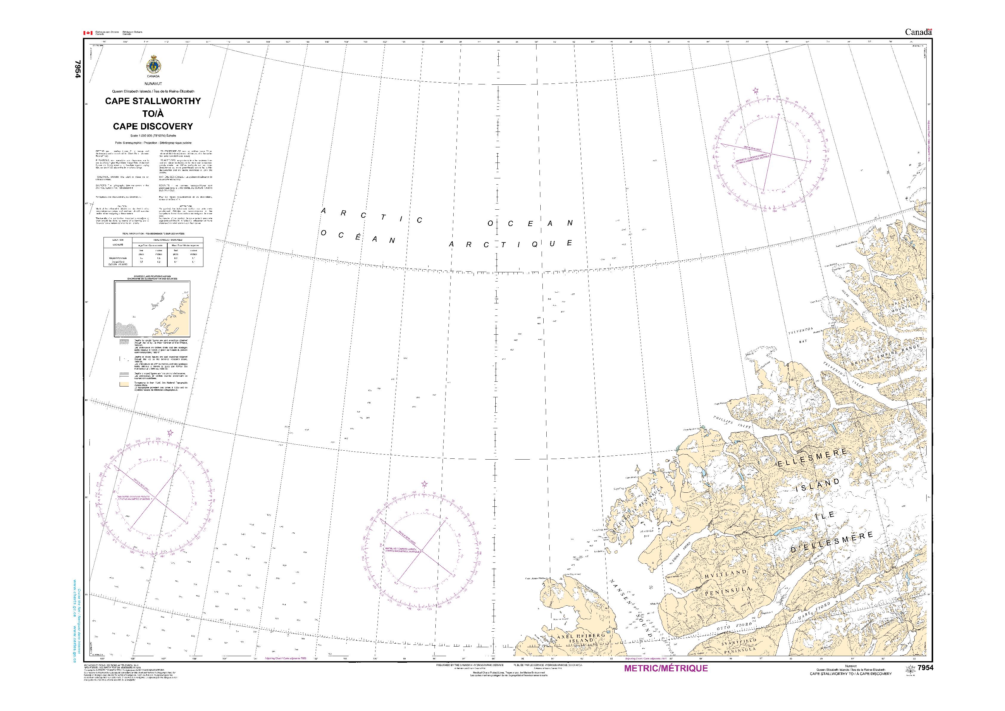 Cape Stallworthy to/à Cape Discovery | CHS Chart 7954