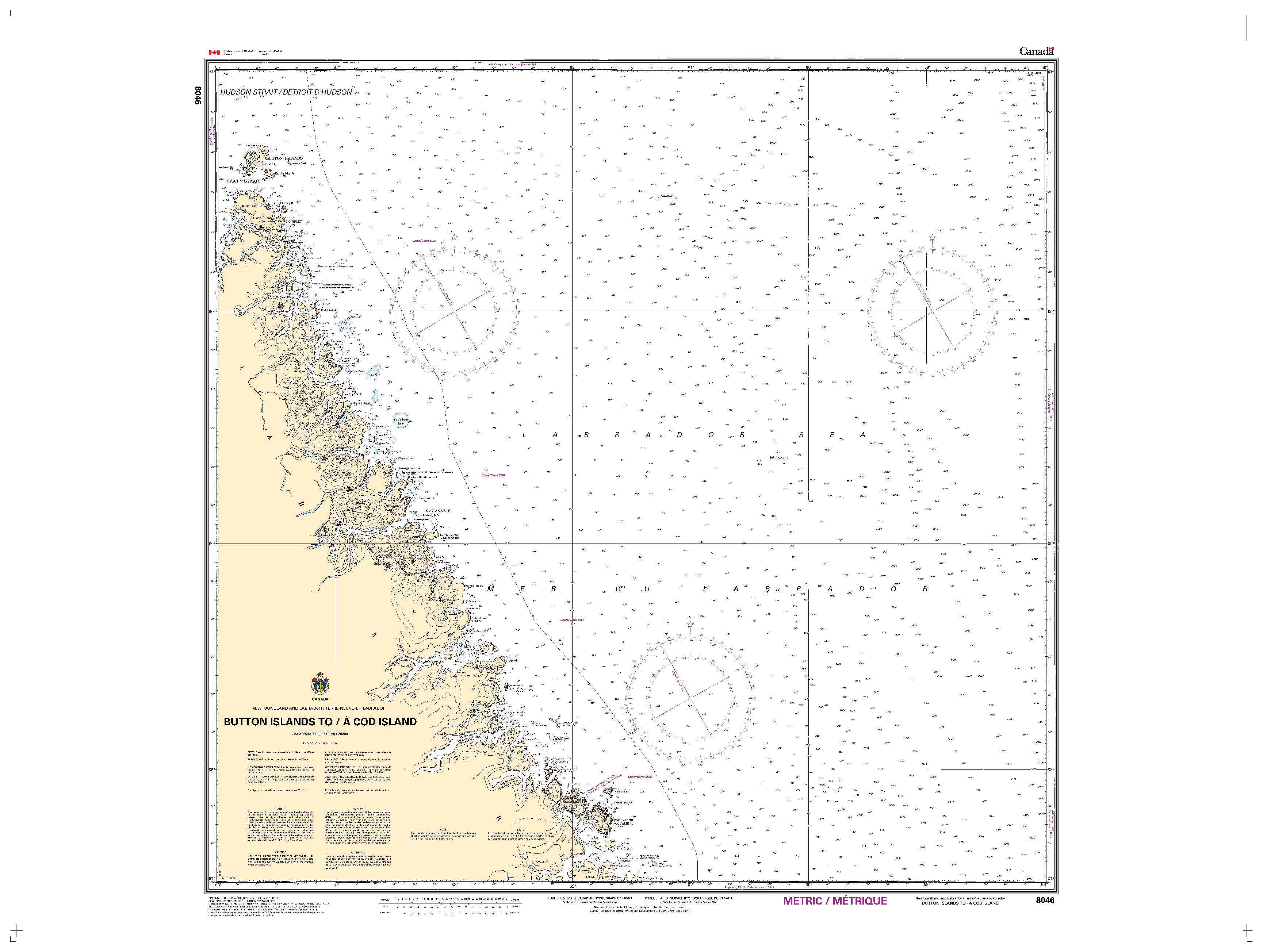 Button Islands to/à Cod Island | Carte SHC 8046