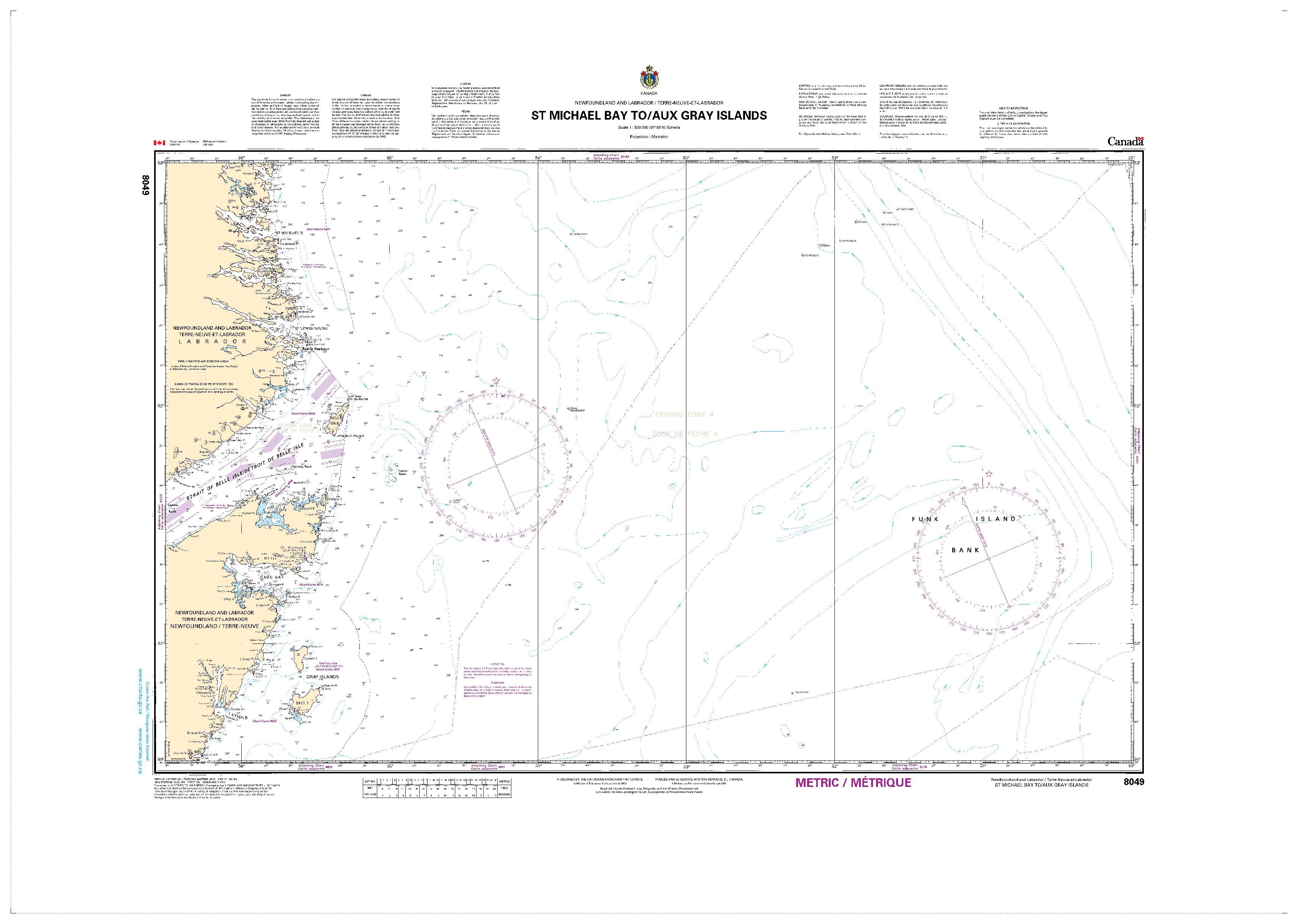 St. Michael Bay to/aux Gray Islands | Carte SHC 8049