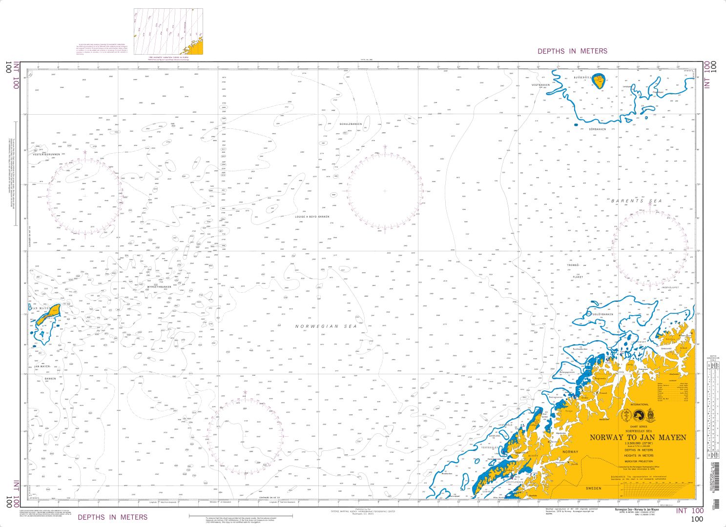 Norwegian Sea-Norway to Jan Mayen (OMEGA) | NGA Chart 100