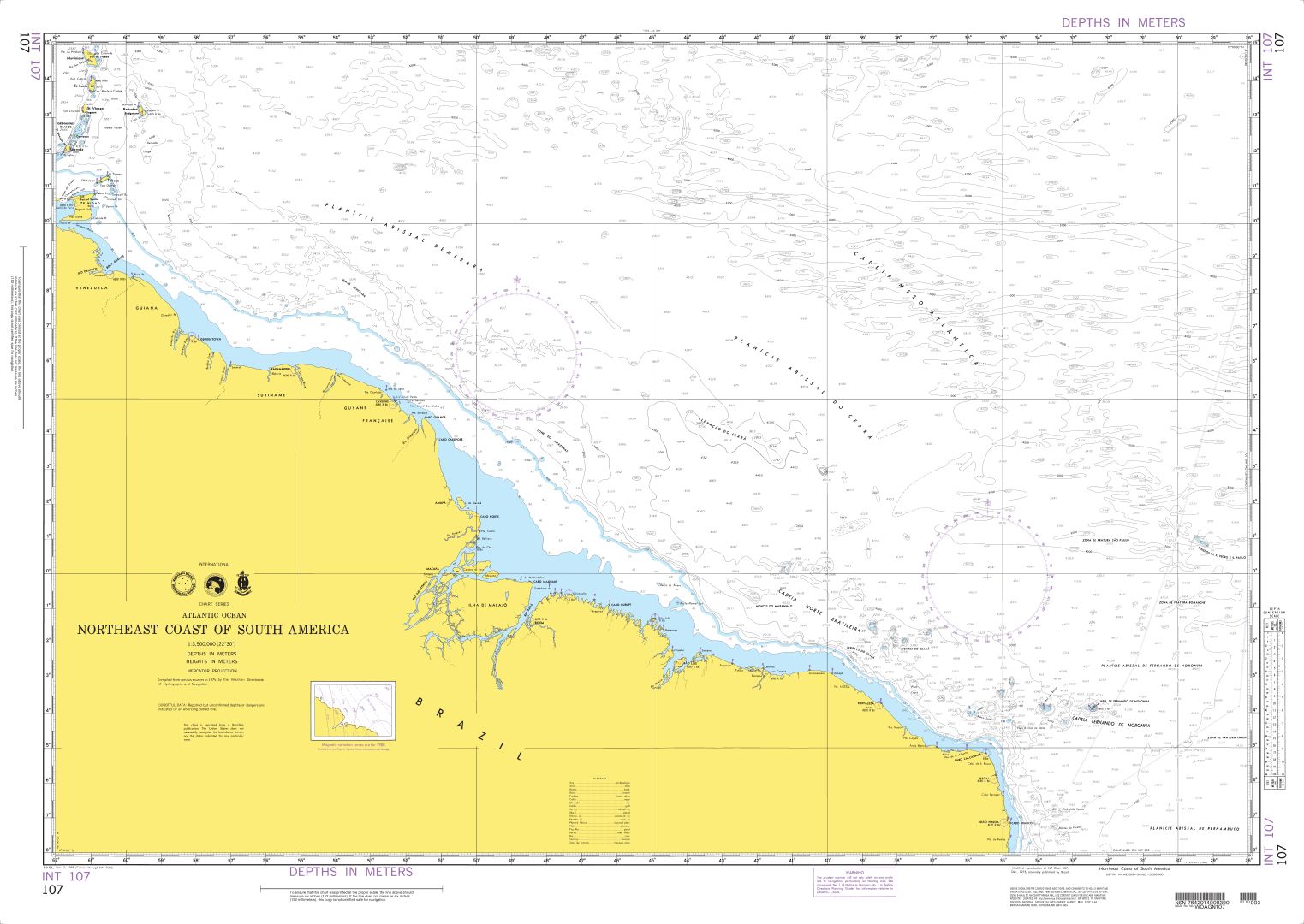 Northeast Coast of South America (OMEGA) | NGA Chart 107